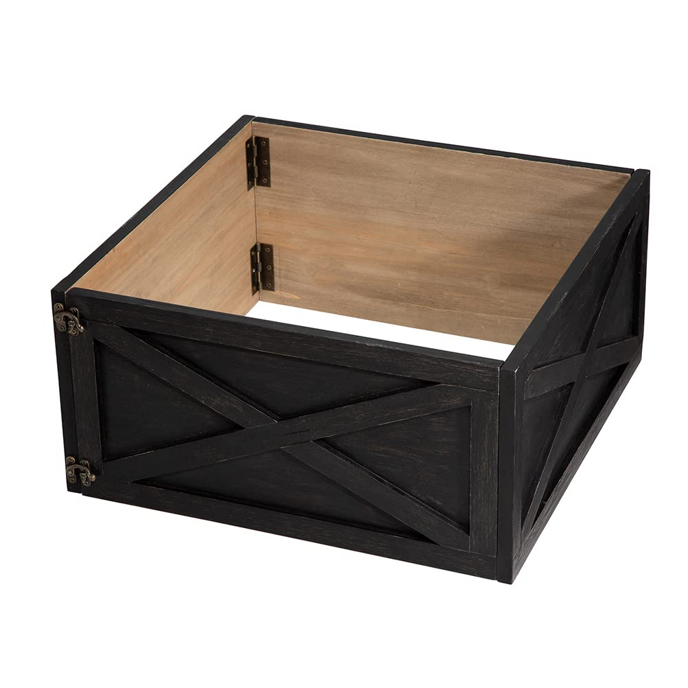 Foto 7 pulgar | Collar Para Árbol De Navidad Glitzhome, Madera Negra Lavada, 22 L - Venta Internacional.