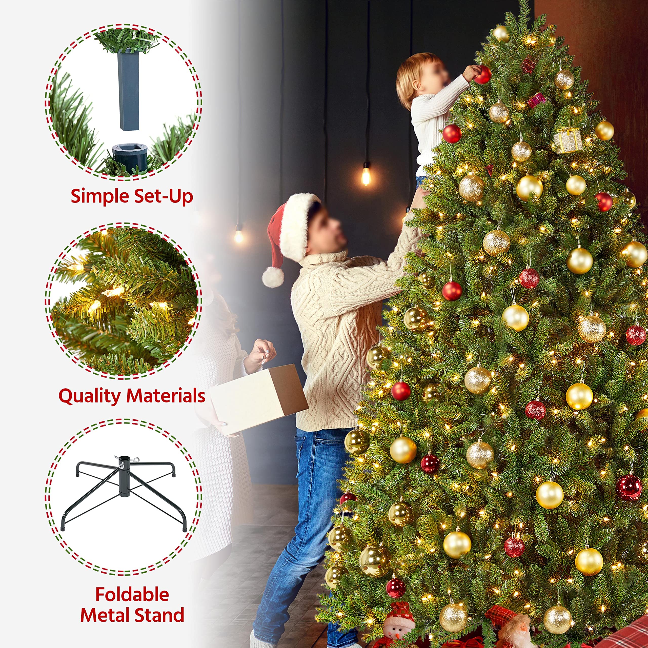 Foto 4 pulgar | Árbol De Navidad Yaheetech Premium, Preiluminado, Douglas, Abeto Completo, 6 Pies - Venta Internacional.