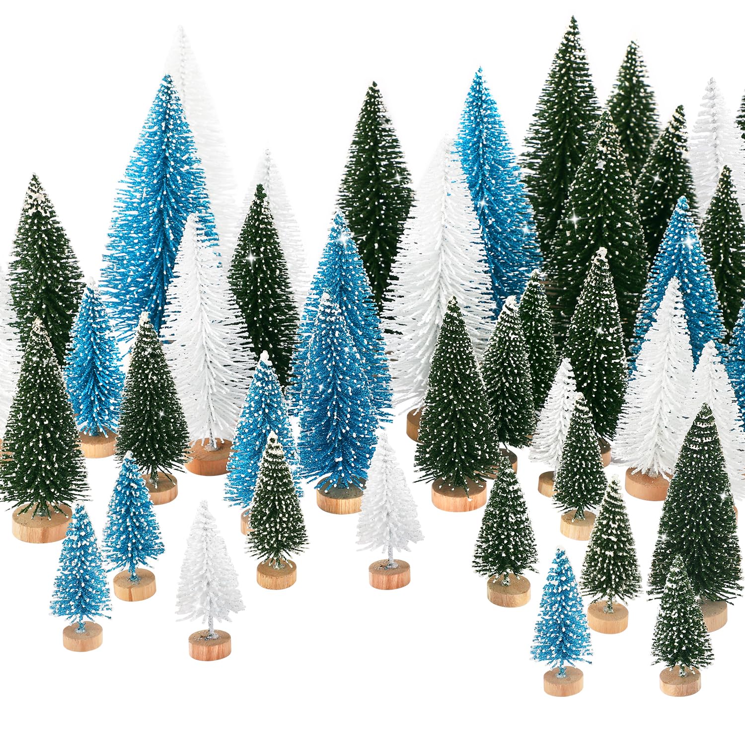 Foto 2 | Decoración De Árbol De Navidad Ayieyill Mini, 30 Unidades Con Base De Madera - Venta Internacional.