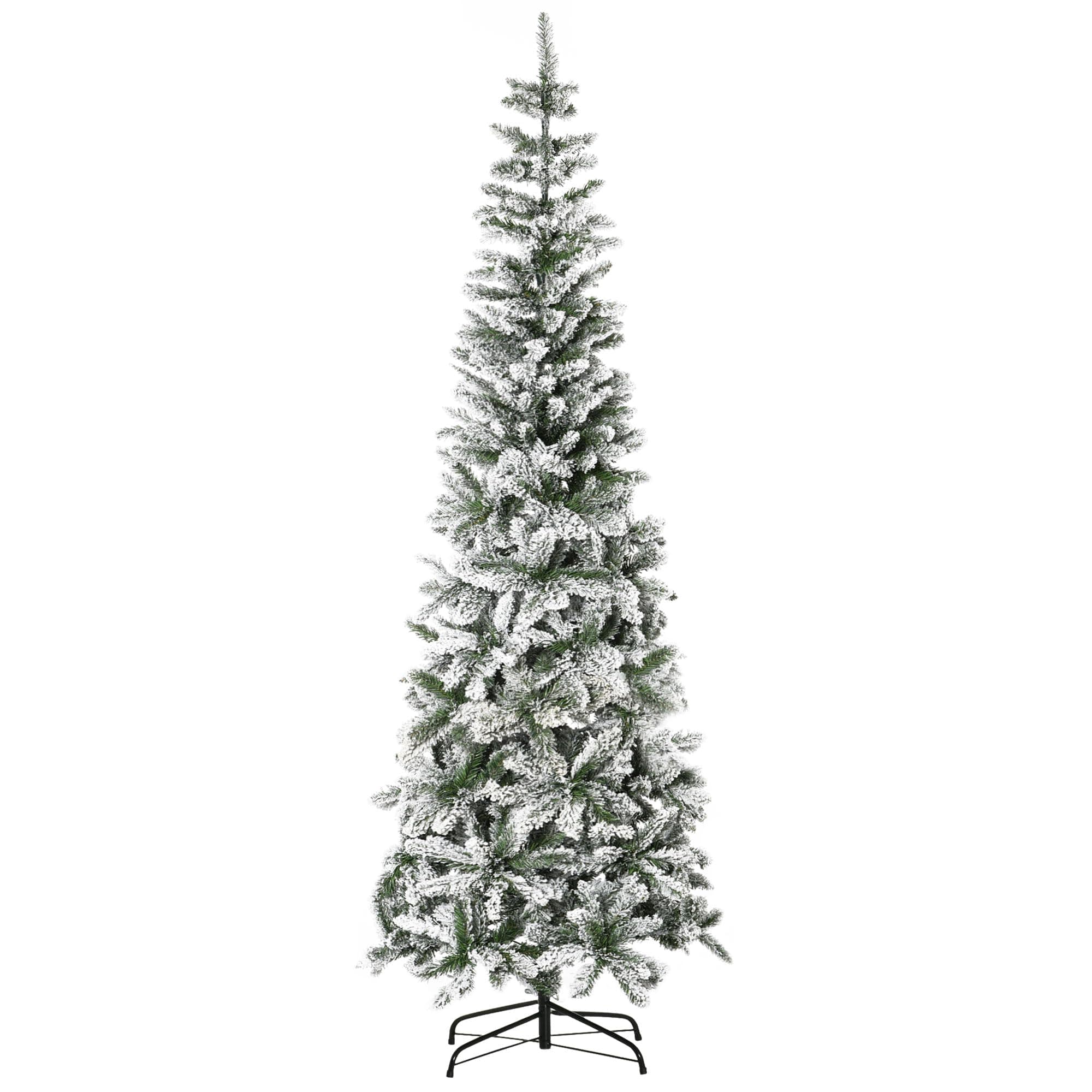 Árbol De Navidad Homcom, Pino Delgado, Flocado En Nieve, 7.5 Pies - Venta Internacional. $3,638