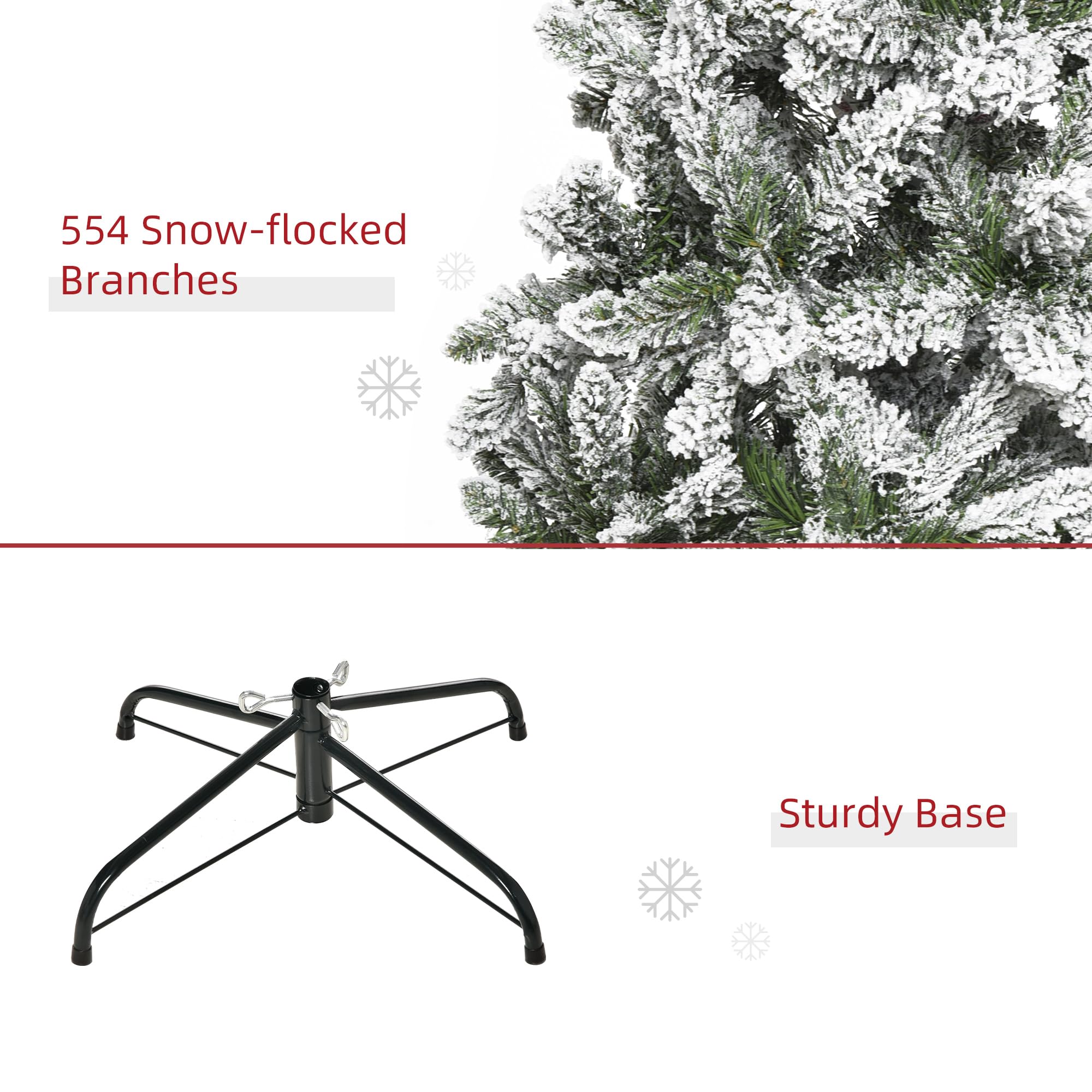 Foto 7 | Árbol De Navidad Homcom, Pino Delgado, Flocado En Nieve, 7.5 Pies - Venta Internacional.