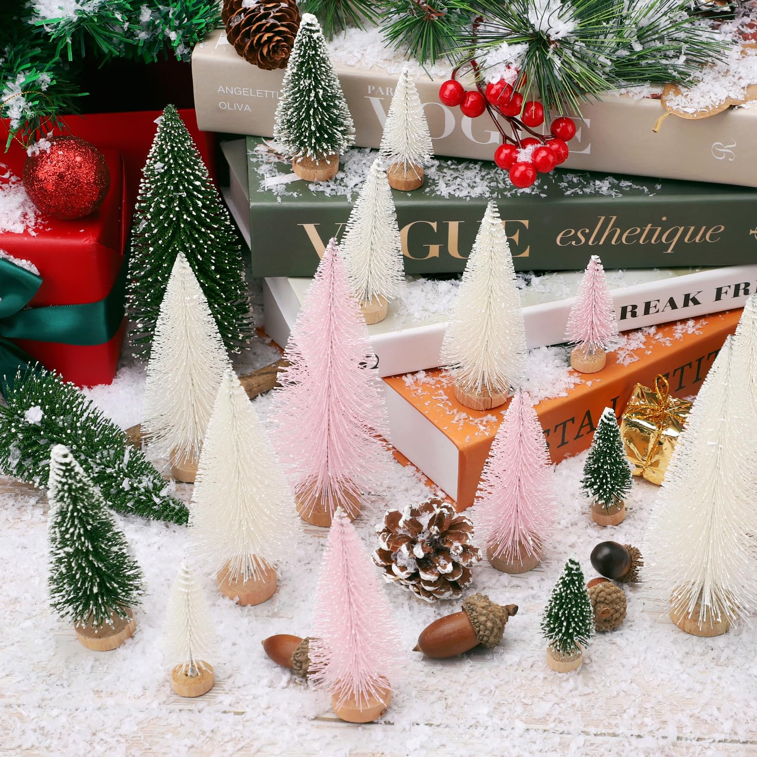 Foto 4 pulgar | Decoración De Árbol De Navidad Ayieyill Mini, 30 Unidades Con Base De Madera - Venta Internacional.