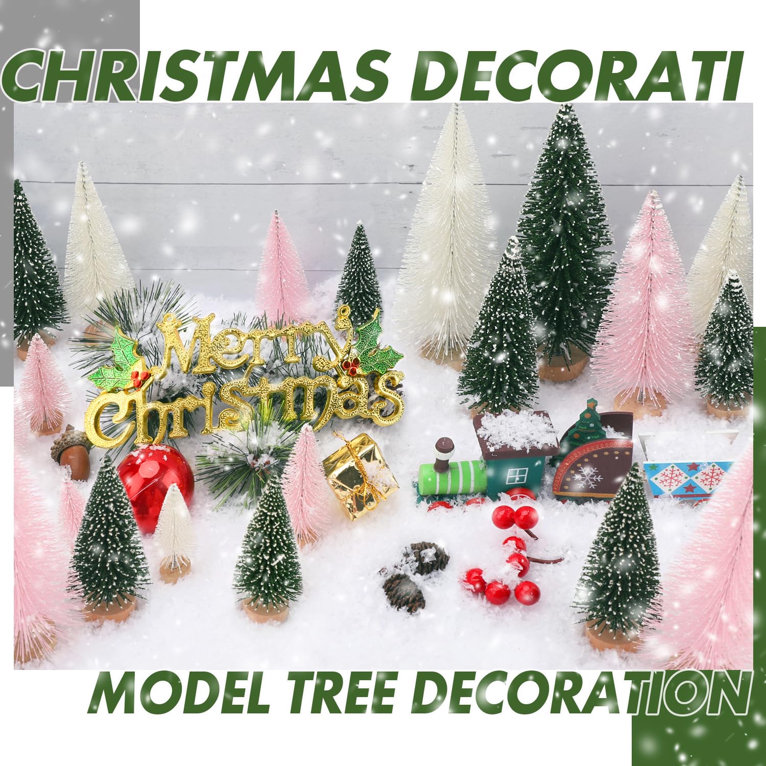 Foto 7 pulgar | Decoración De Árbol De Navidad Ayieyill Mini, 30 Unidades Con Base De Madera - Venta Internacional.