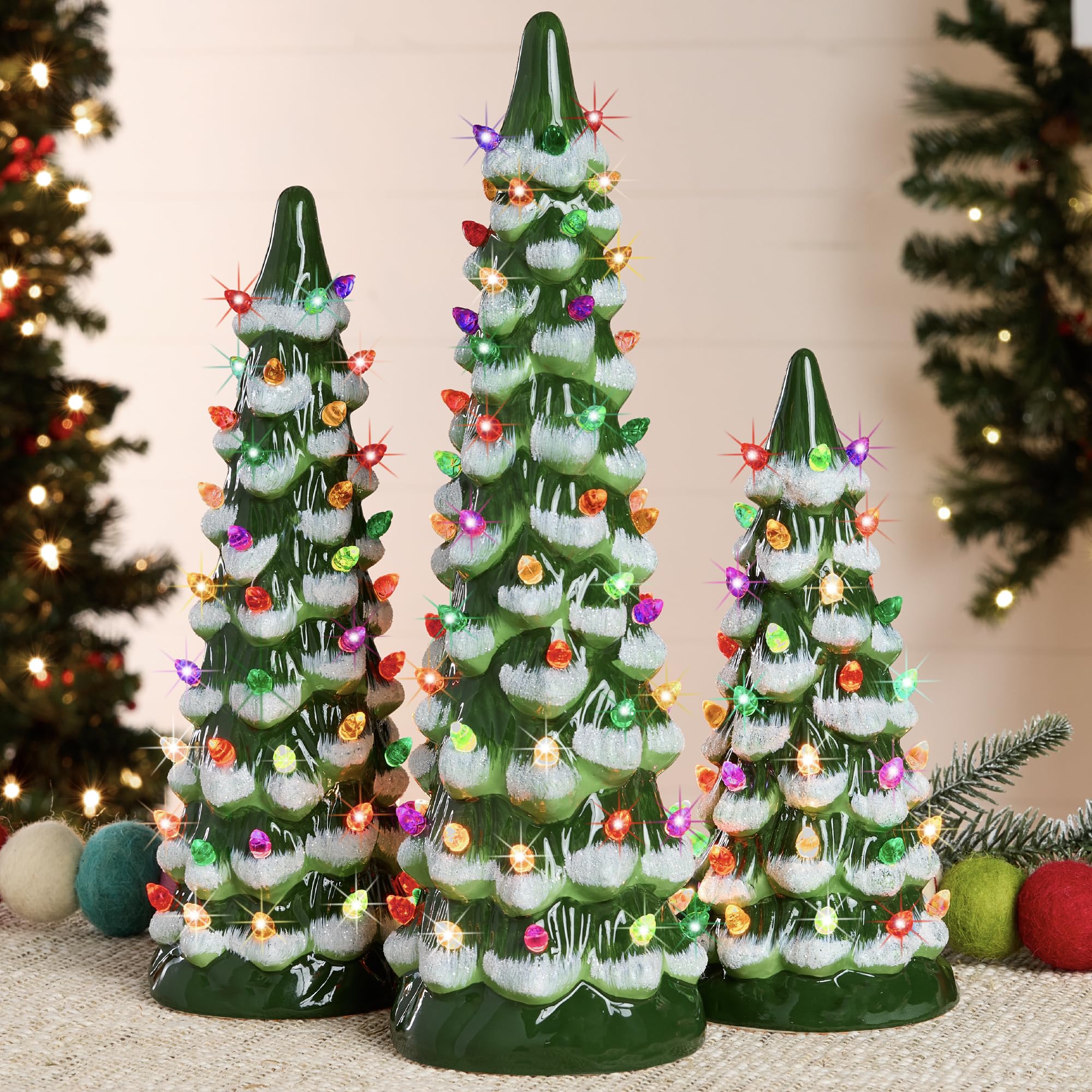 Foto 1 | Juego De 3 Árboles De Navidad De Cerámica Best Choice Products - Venta Internacional.