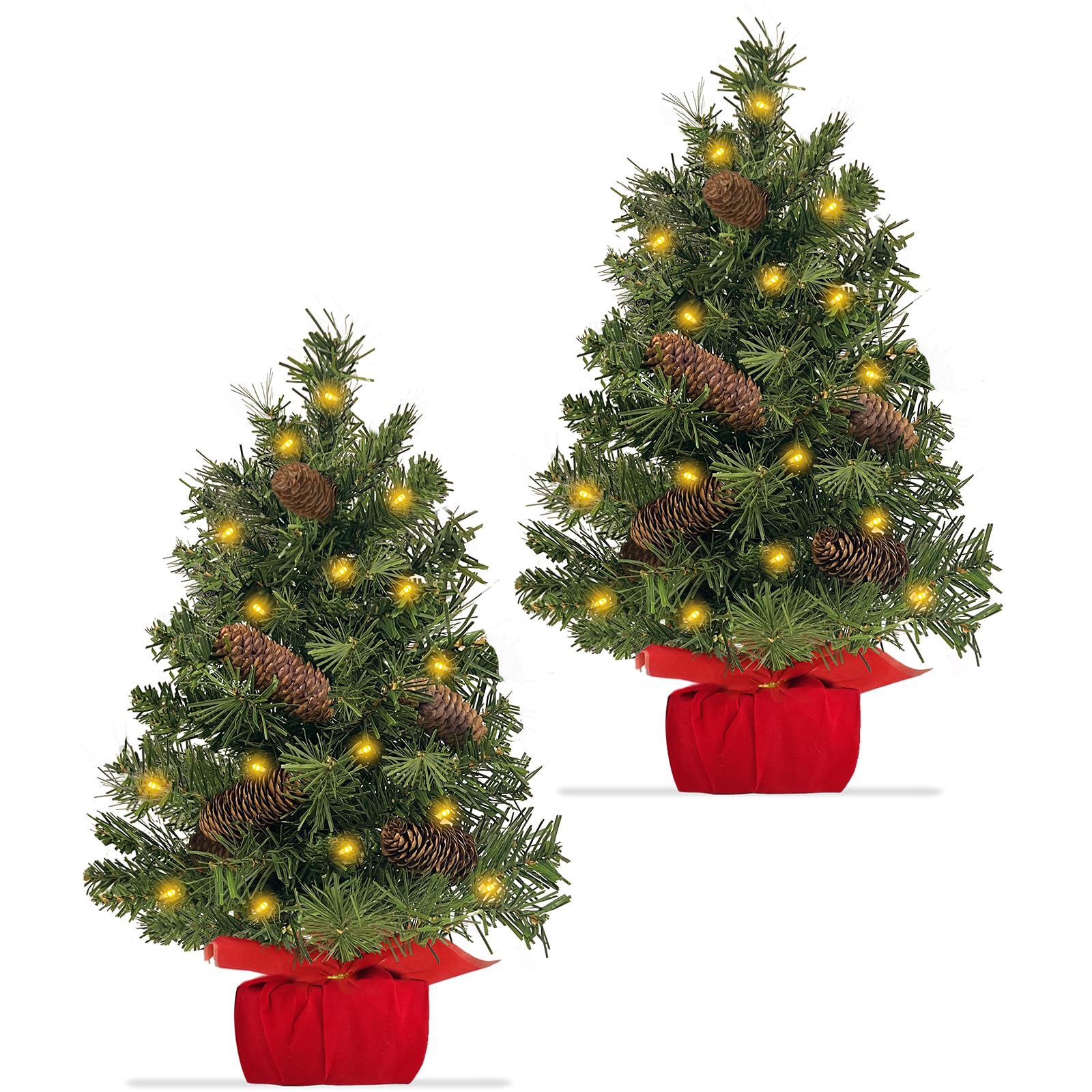 Foto 2 pulgar | Árbol De Navidad Turnmeon Sobre Mesa Con 20 Luces, Paquete De 2 Unidades, 46 Cm - Venta Internacional.