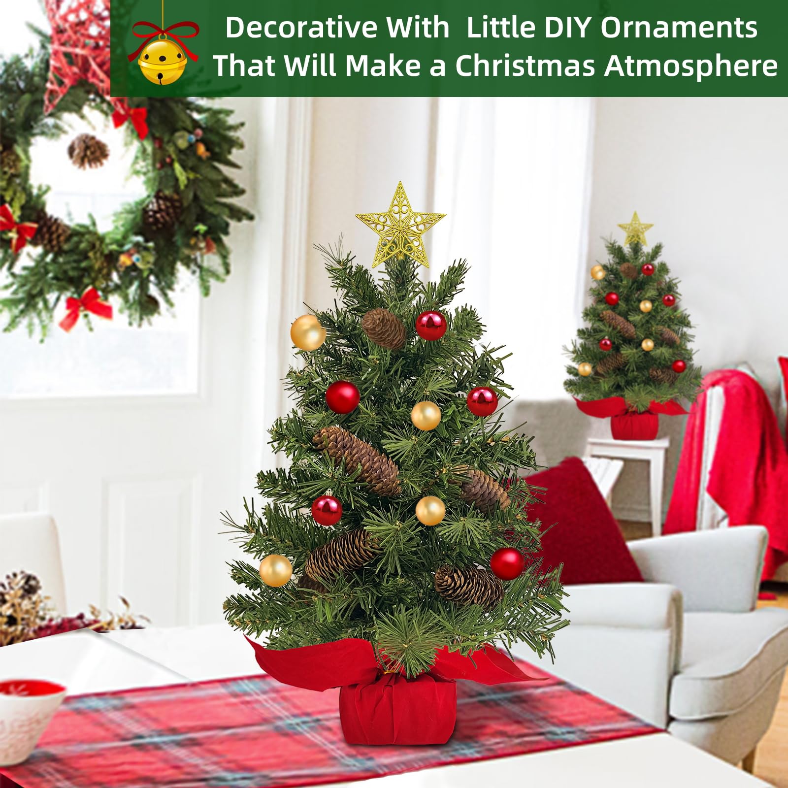 Foto 7 pulgar | Árbol De Navidad Turnmeon Sobre Mesa Con 20 Luces, Paquete De 2 Unidades, 46 Cm - Venta Internacional.