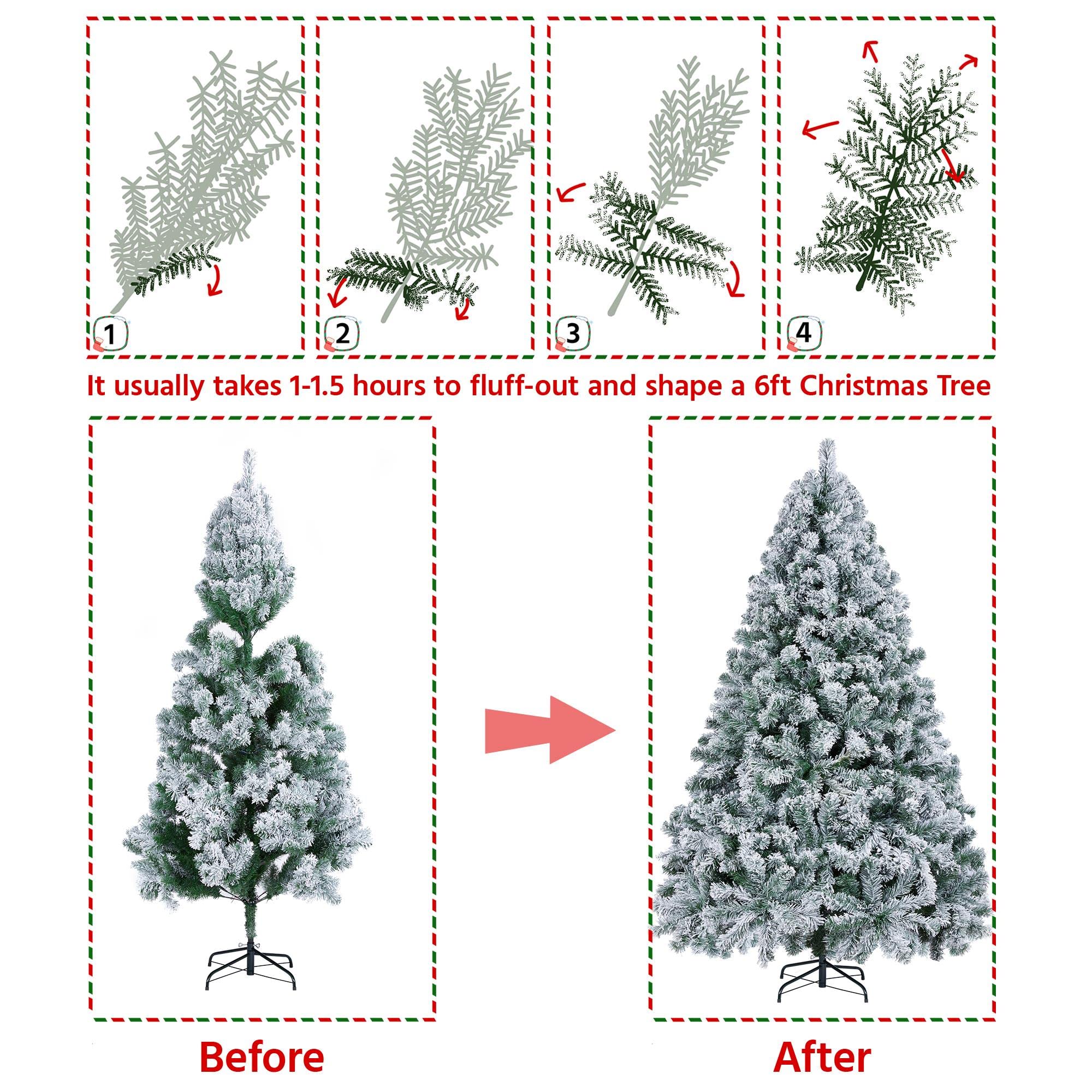 Foto 7 | Árbol De Navidad Yaheetech Artificial Preiluminado De 6 Pies Con Luces - Venta Internacional.