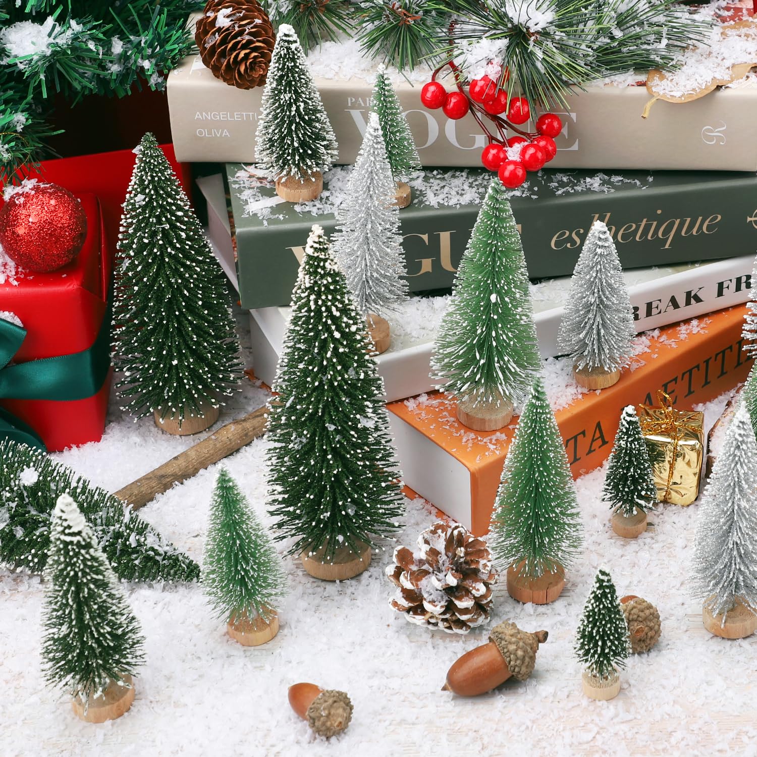 Foto 4 pulgar | Decoración De Árbol De Navidad Ayieyill Mini, 30 Unidades Con Base De Madera - Venta Internacional.