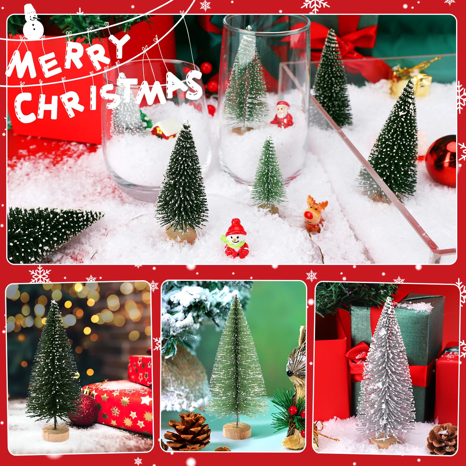 Foto 7 pulgar | Decoración De Árbol De Navidad Ayieyill Mini, 30 Unidades Con Base De Madera - Venta Internacional.