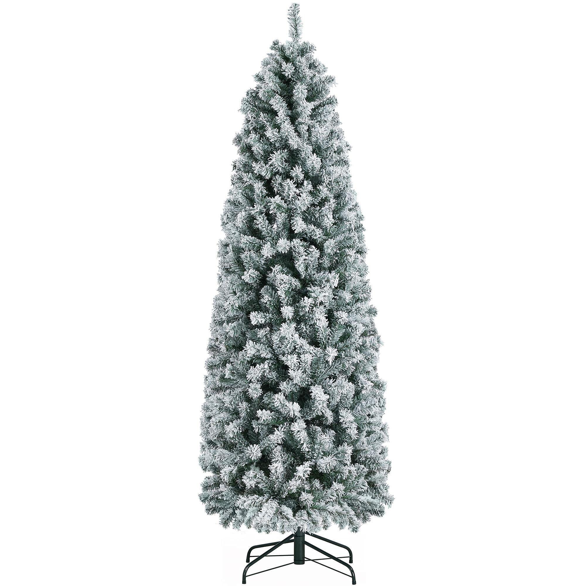 Lápiz Christmas Tree Yaheetech Con Forma De Abeto Floreado En Nieve De 6 Pies, Color Blanco - Venta Internacional. $2,895