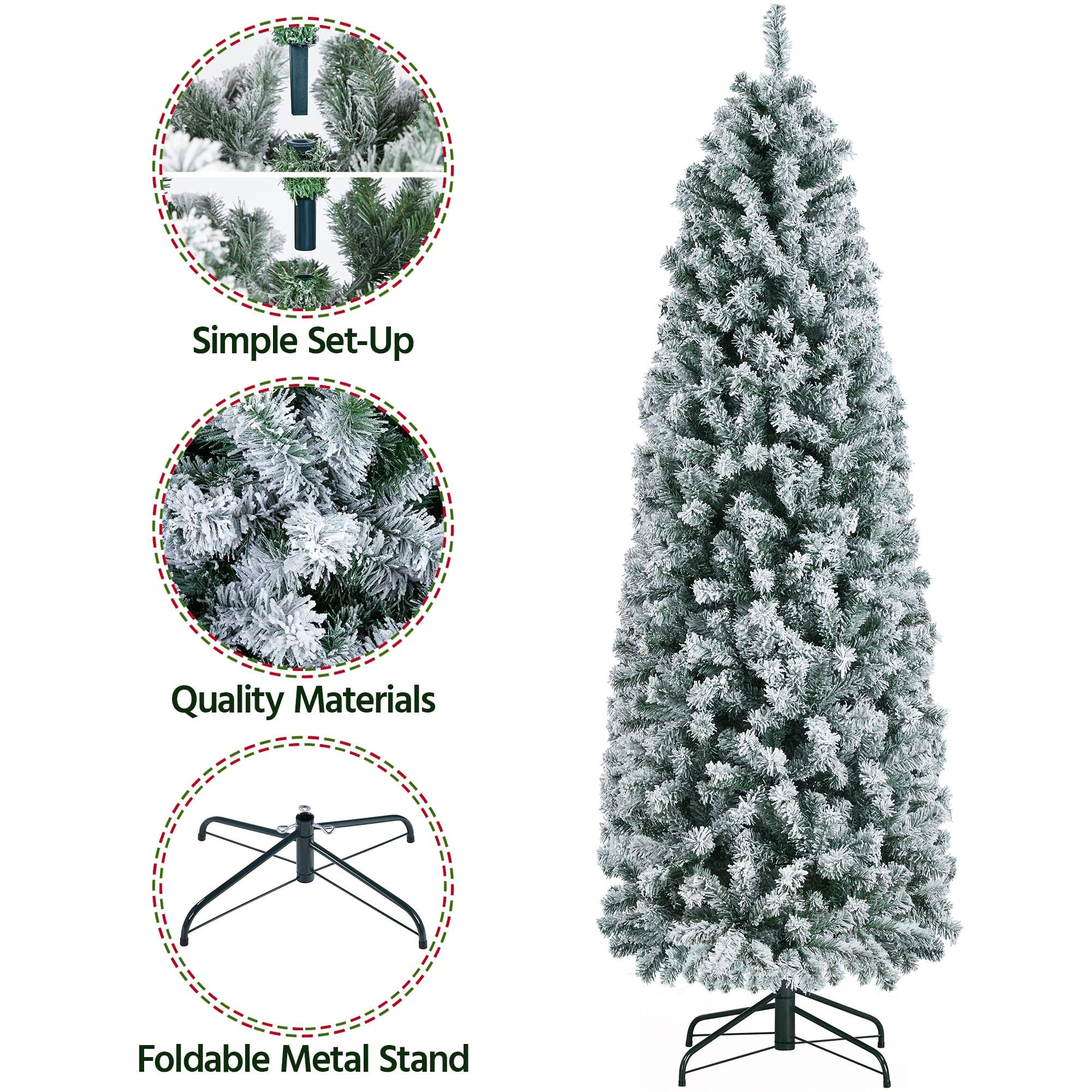 Foto 4 pulgar | Lápiz Christmas Tree Yaheetech Con Forma De Abeto Floreado En Nieve De 6 Pies, Color Blanco - Venta Internacional.