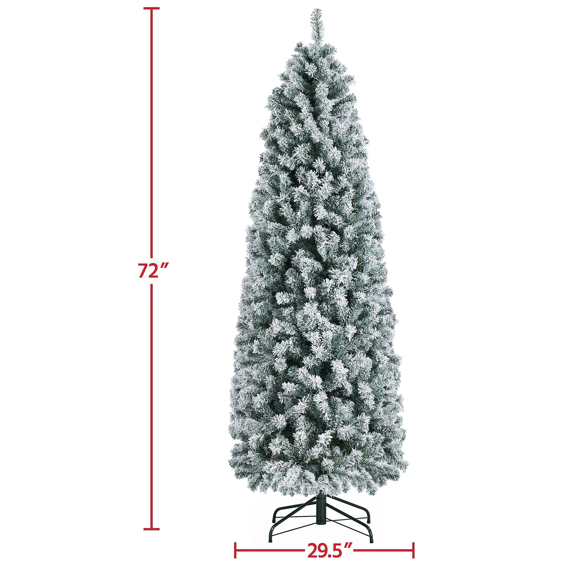 Foto 6 | Lápiz Christmas Tree Yaheetech Con Forma De Abeto Floreado En Nieve De 6 Pies, Color Blanco - Venta Internacional.