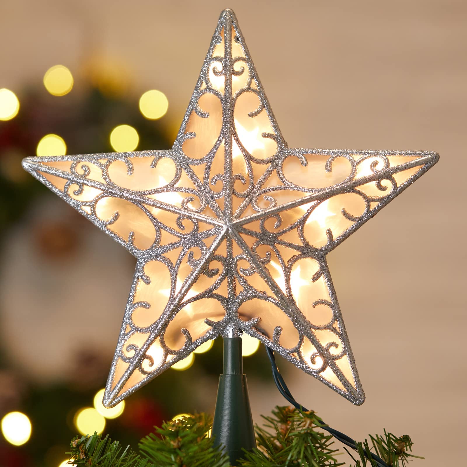 Foto 2 pulgar | Decoración Con Forma De Estrella De Navidad Brightown, Plateada Con Purpurina 3d - Venta Internacional.