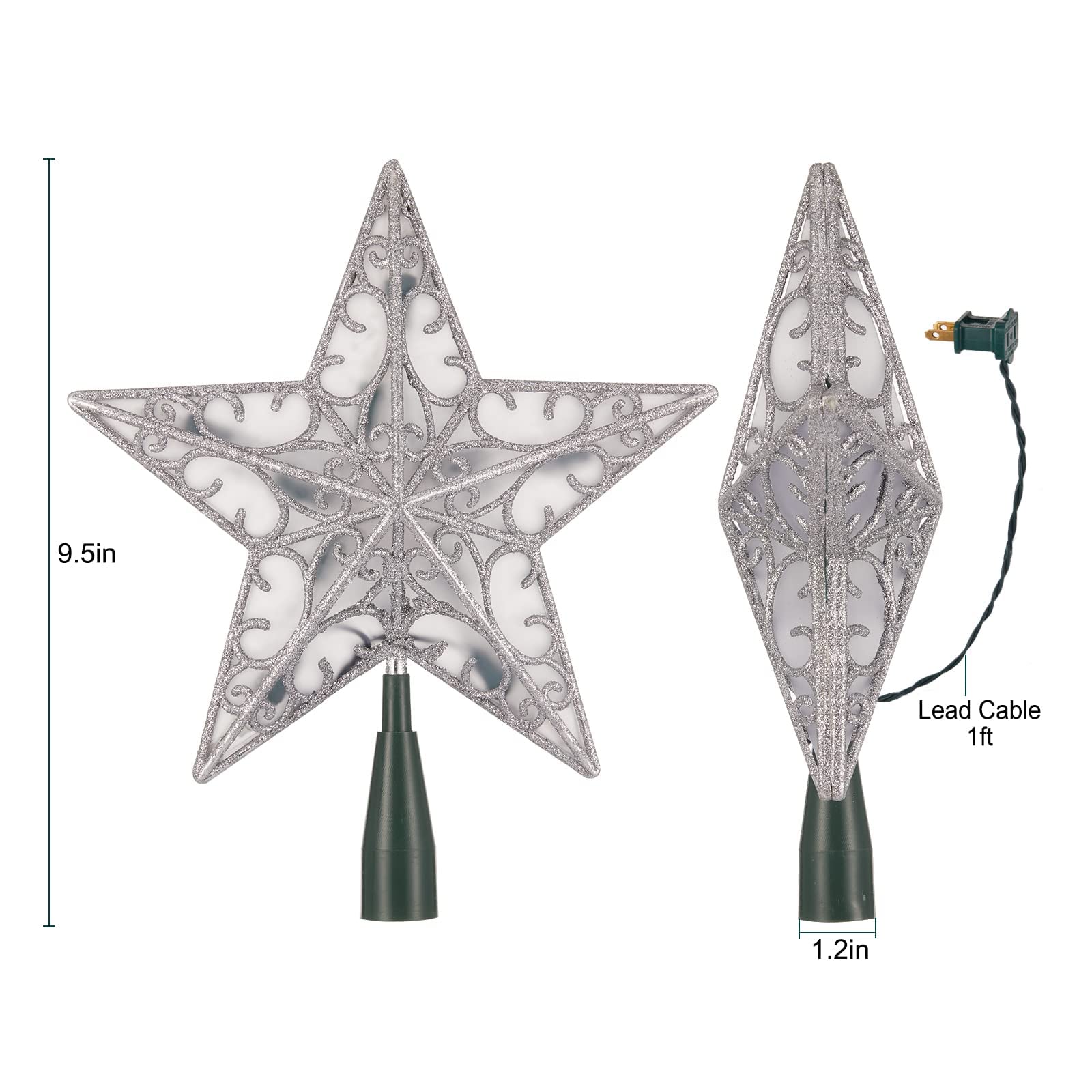 Foto 8 pulgar | Decoración Con Forma De Estrella De Navidad Brightown, Plateada Con Purpurina 3d - Venta Internacional.