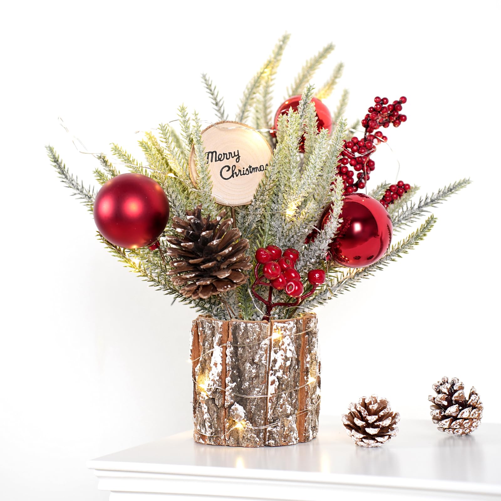 Foto 1 | Árbol De Navidad N&t Nieting Mini De 30 Cm Con Adornos Rojos - Venta Internacional.
