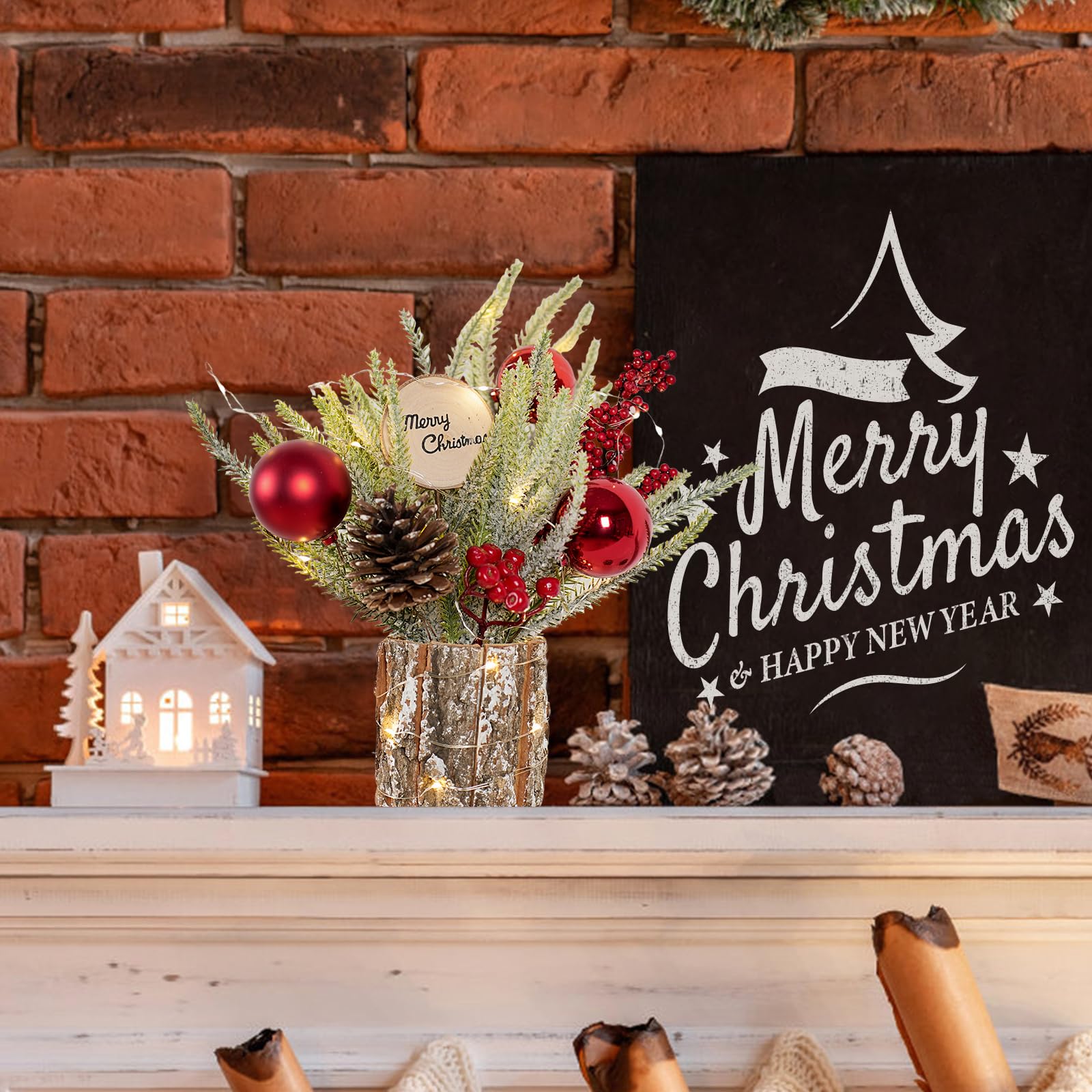 Foto 4 pulgar | Árbol De Navidad N&t Nieting Mini De 30 Cm Con Adornos Rojos - Venta Internacional.