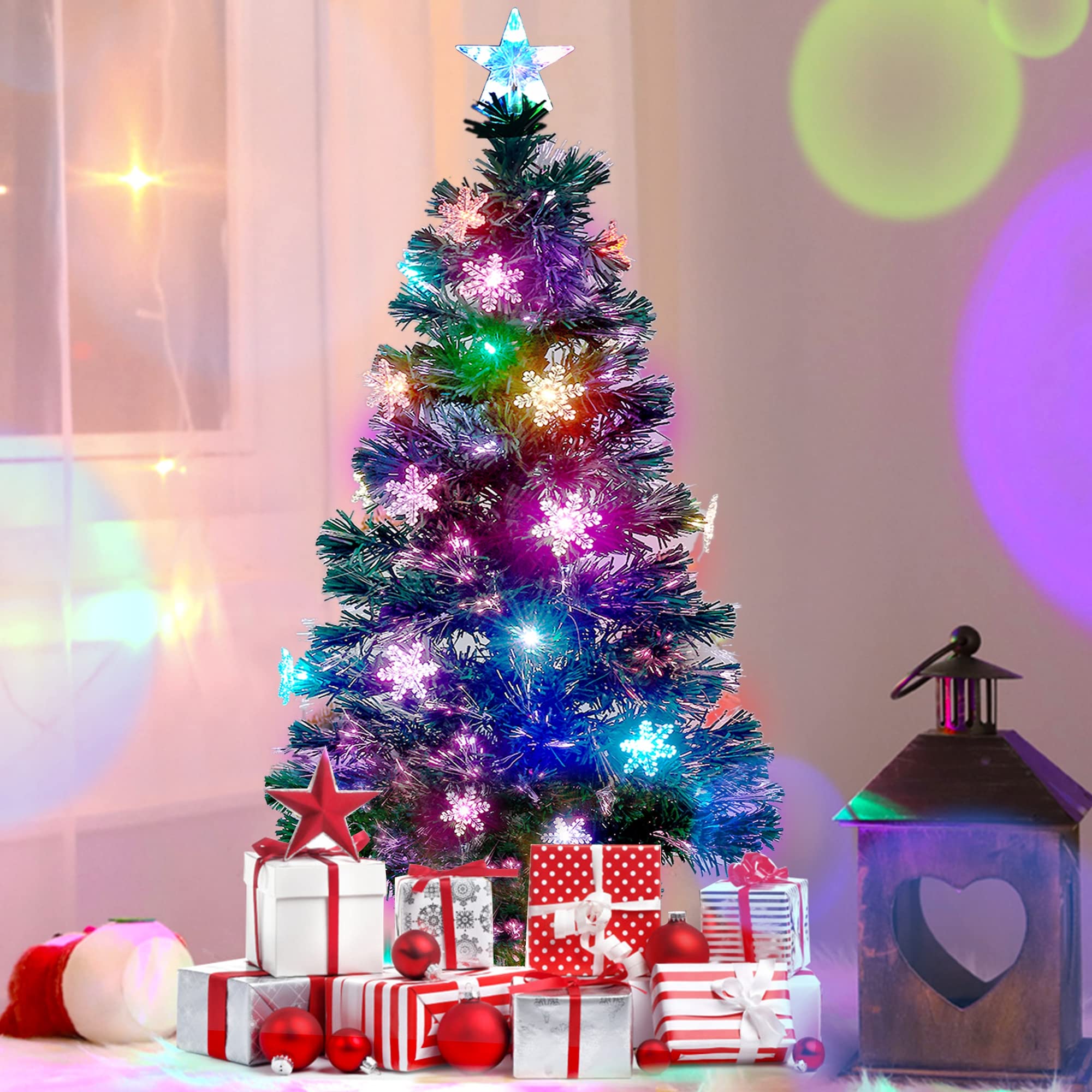 Foto 1 | Árbol De Navidad Juegoal De 4 Pies Preiluminado Con Luces Led Rgb Y Soporte - Venta Internacional.