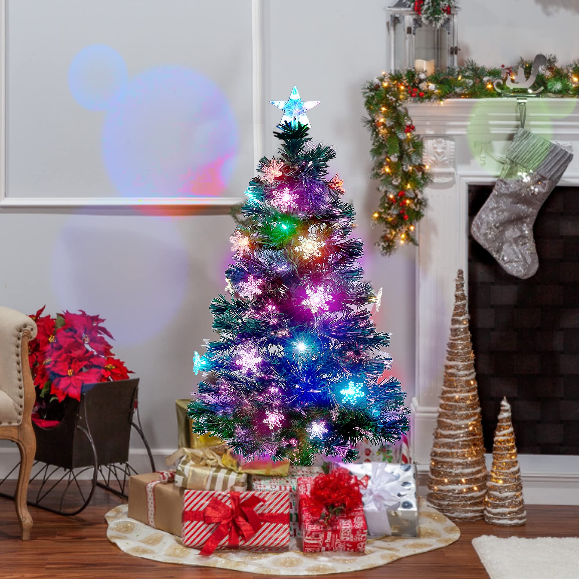 Foto 3 pulgar | Árbol De Navidad Juegoal De 4 Pies Preiluminado Con Luces Led Rgb Y Soporte - Venta Internacional.