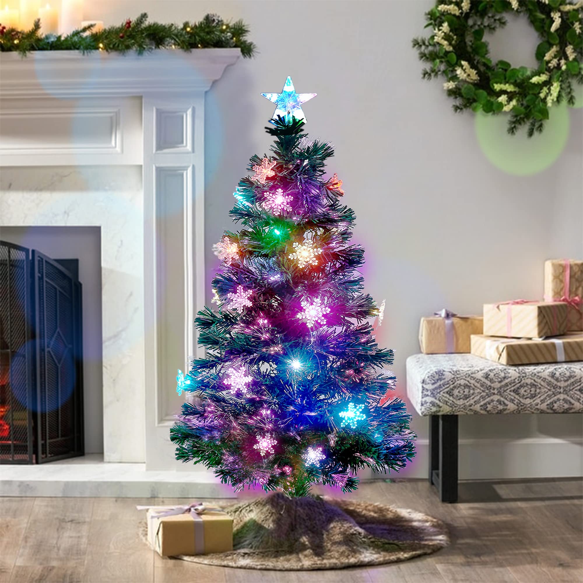 Foto 5 pulgar | Árbol De Navidad Juegoal De 4 Pies Preiluminado Con Luces Led Rgb Y Soporte - Venta Internacional.