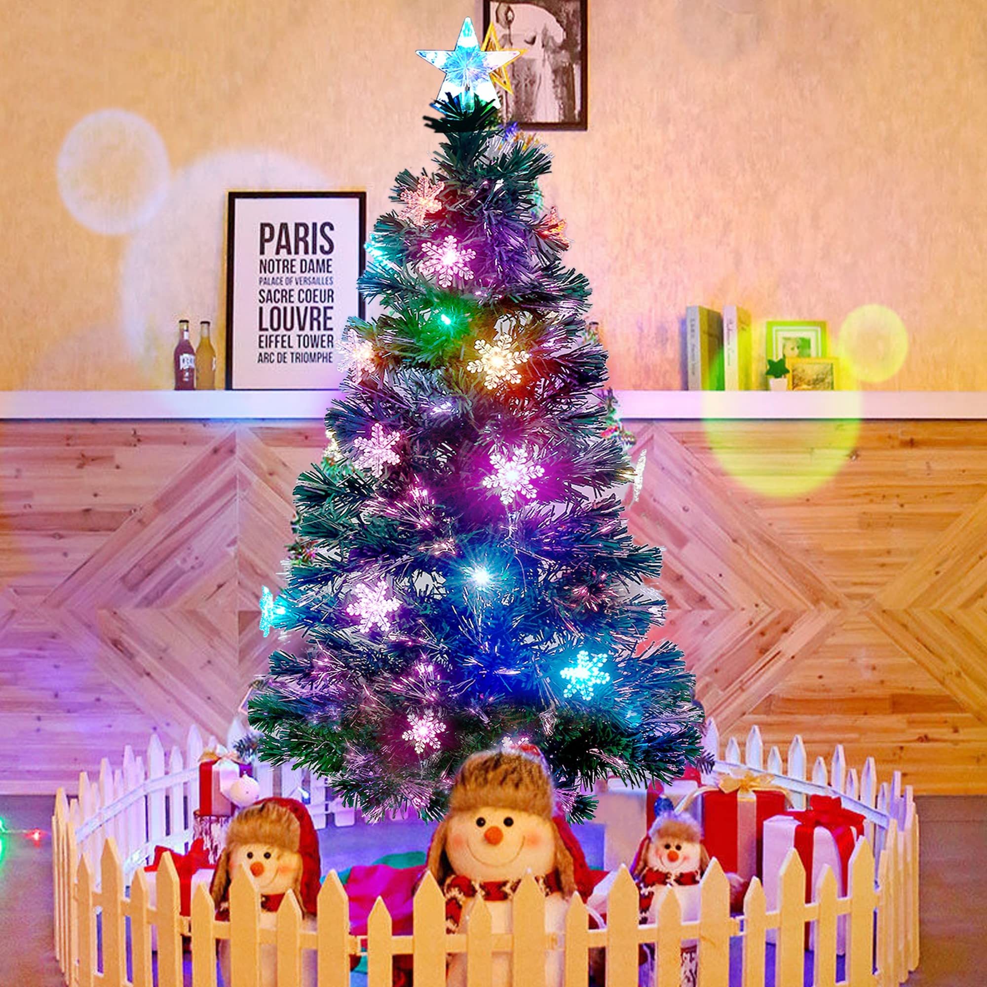 Foto 7 pulgar | Árbol De Navidad Juegoal De 4 Pies Preiluminado Con Luces Led Rgb Y Soporte - Venta Internacional.