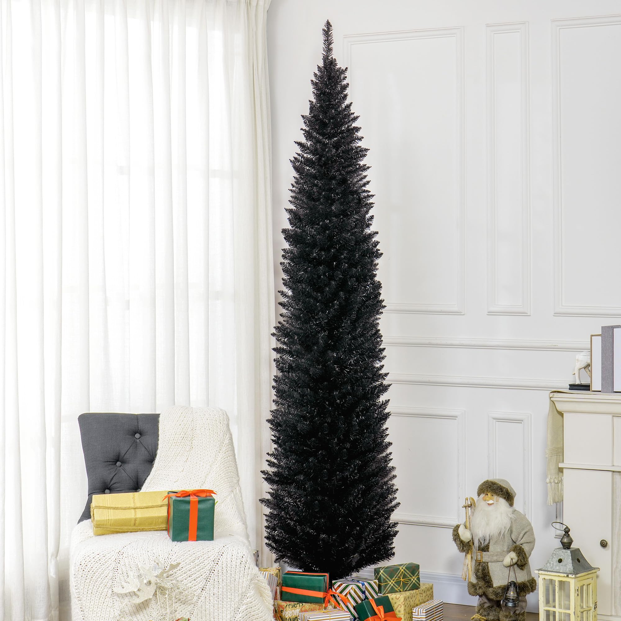 Foto 3 pulgar | Lápiz Artificial Christmas Tree Homcom De 8 Pies Con 618 Puntas, Negro - Venta Internacional.