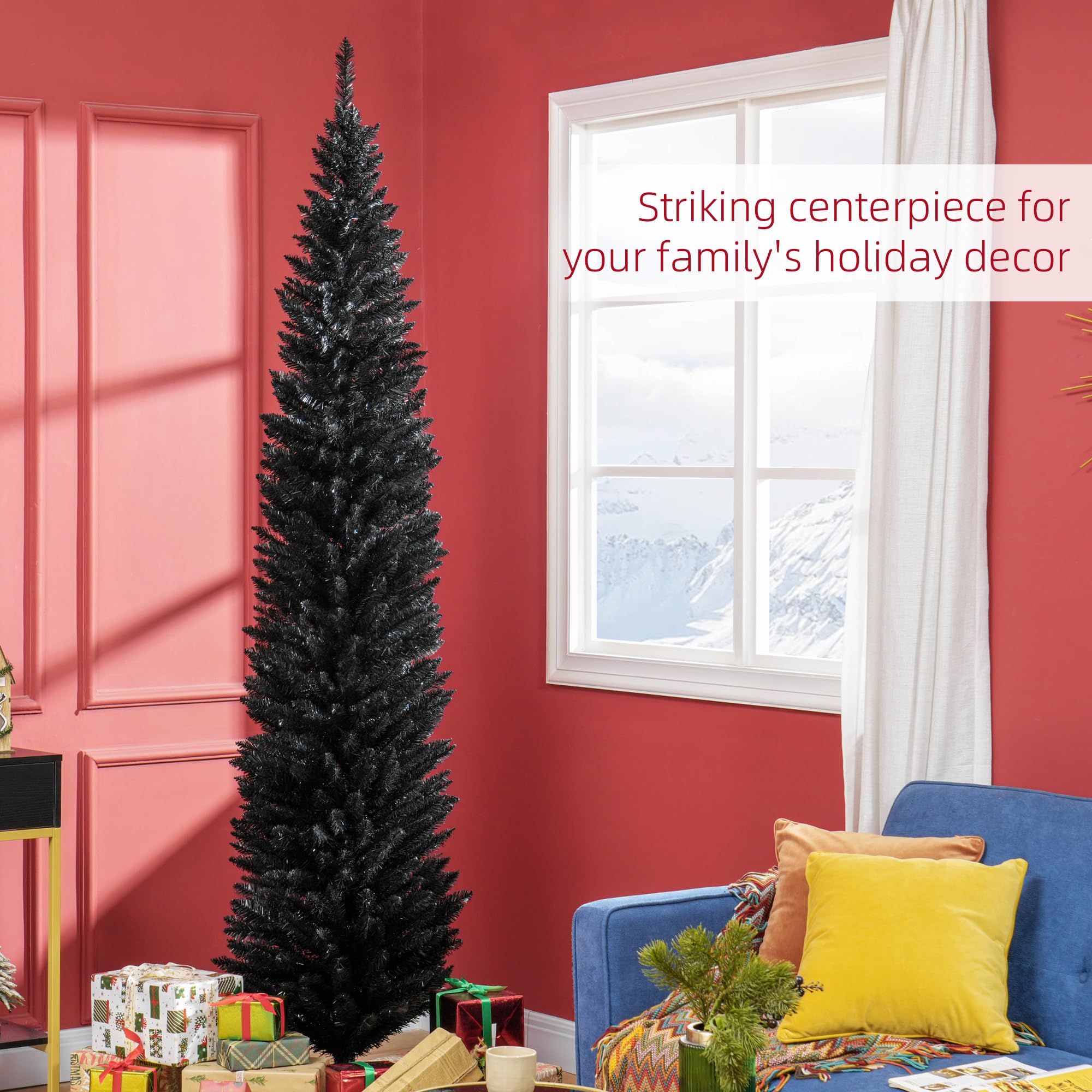 Foto 4 pulgar | Lápiz Artificial Christmas Tree Homcom De 8 Pies Con 618 Puntas, Negro - Venta Internacional.