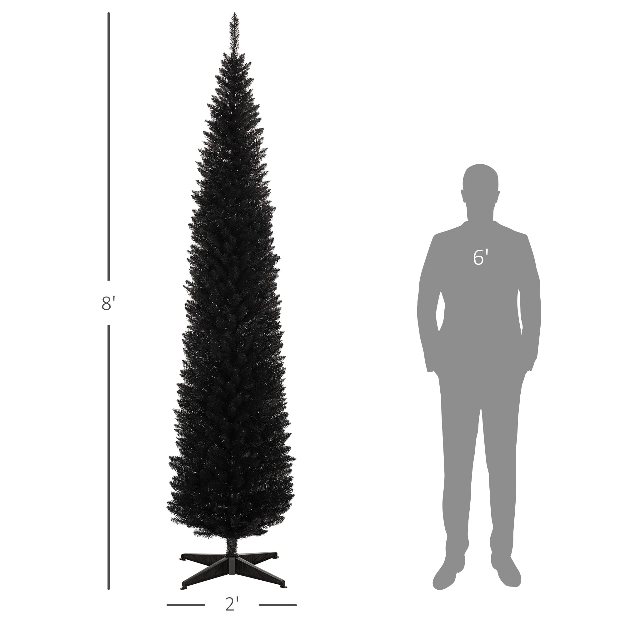 Foto 6 pulgar | Lápiz Artificial Christmas Tree Homcom De 8 Pies Con 618 Puntas, Negro - Venta Internacional.