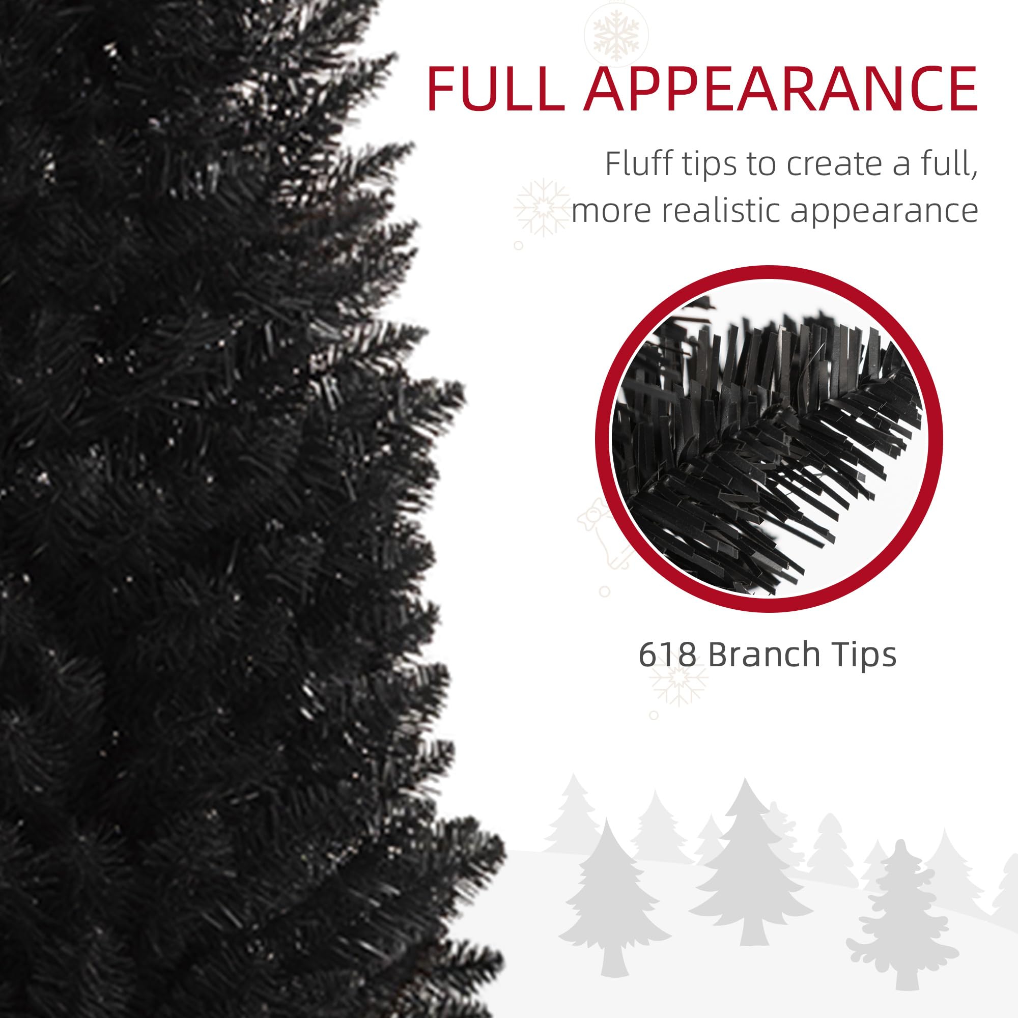 Foto 6 | Lápiz Artificial Christmas Tree Homcom De 8 Pies Con 618 Puntas, Negro - Venta Internacional.