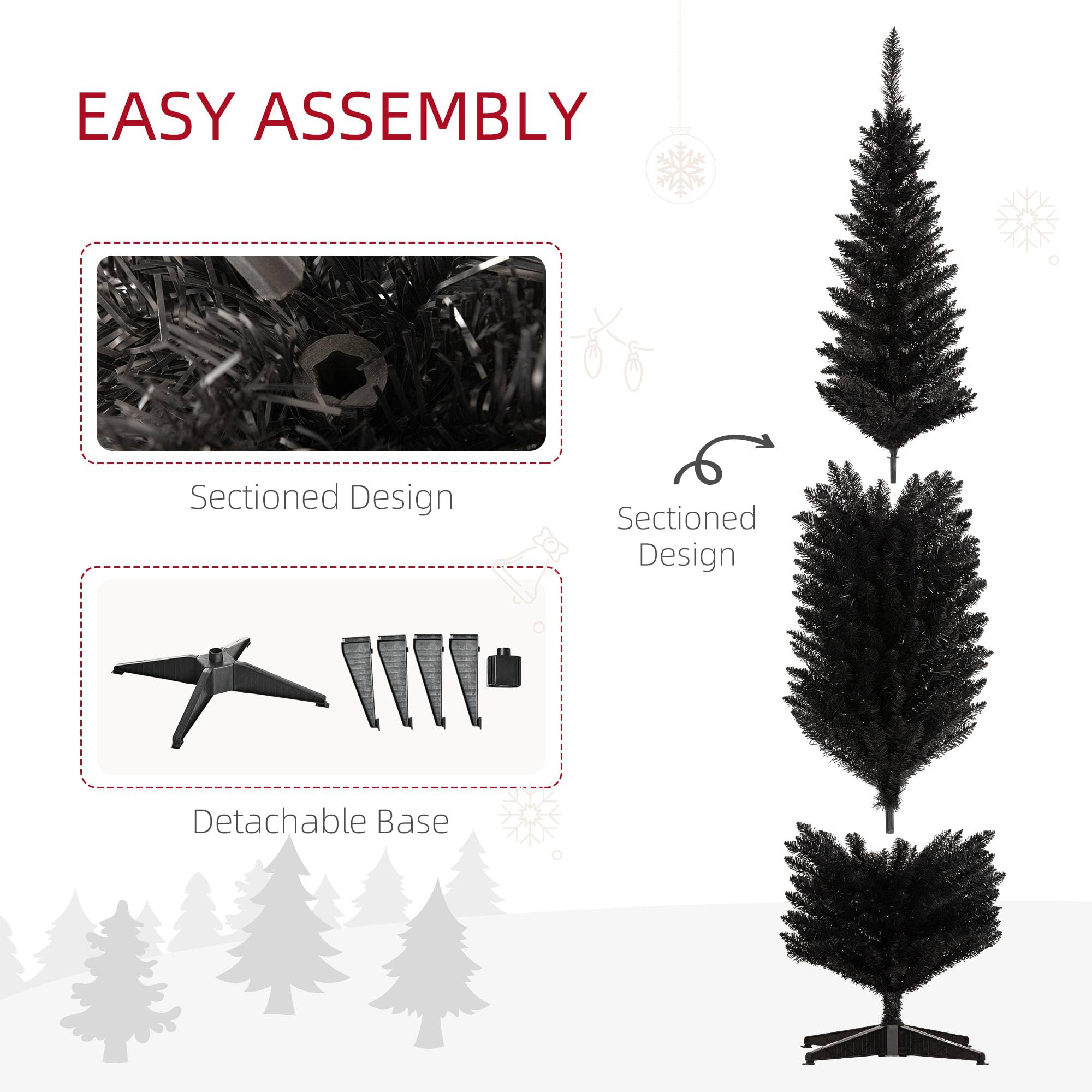 Foto 8 pulgar | Lápiz Artificial Christmas Tree Homcom De 8 Pies Con 618 Puntas, Negro - Venta Internacional.