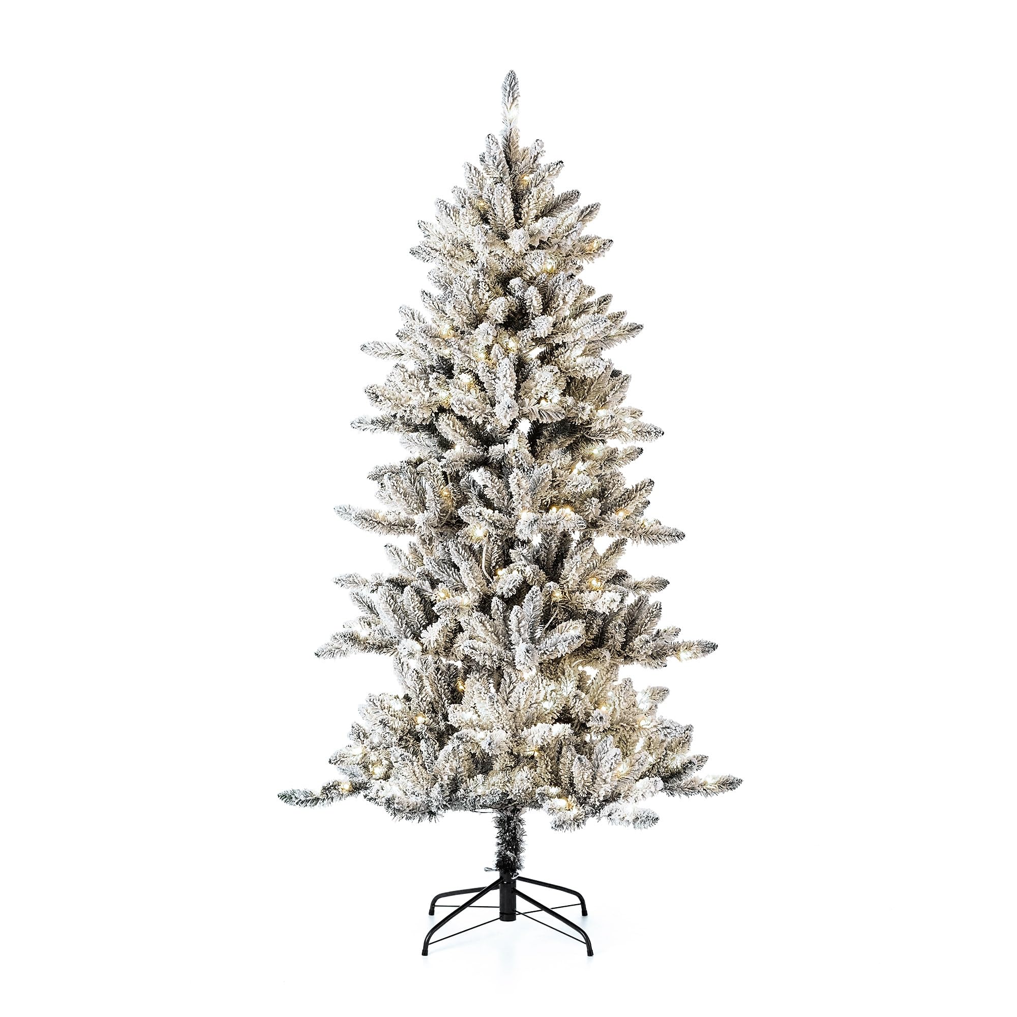 Foto 2 pulgar | Árbol De Navidad Glitzhome, Abeto Delgado Flocado, Preiluminado, De 6 Pies Con 300 Luces - Venta Internacional.