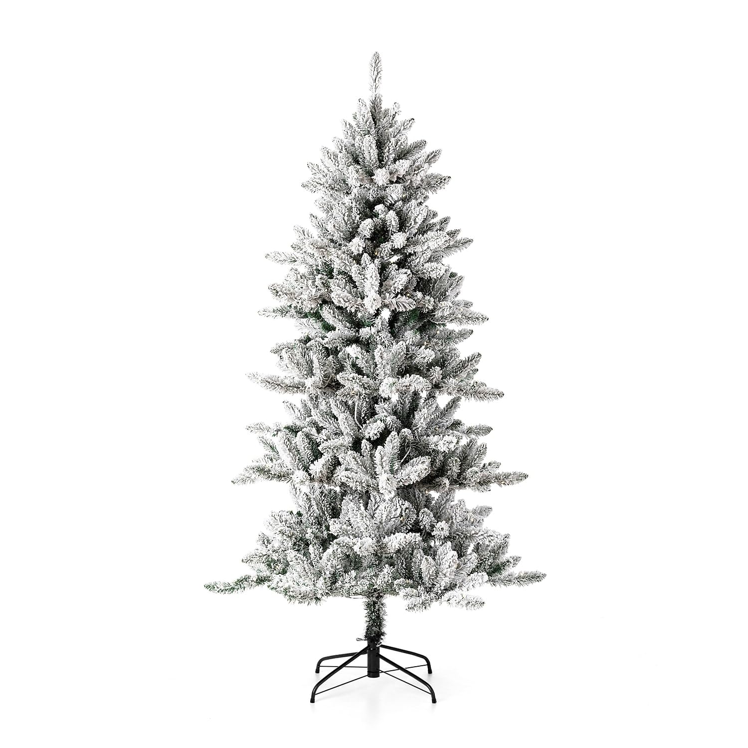Foto 3 pulgar | Árbol De Navidad Glitzhome, Abeto Delgado Flocado, Preiluminado, De 6 Pies Con 300 Luces - Venta Internacional.