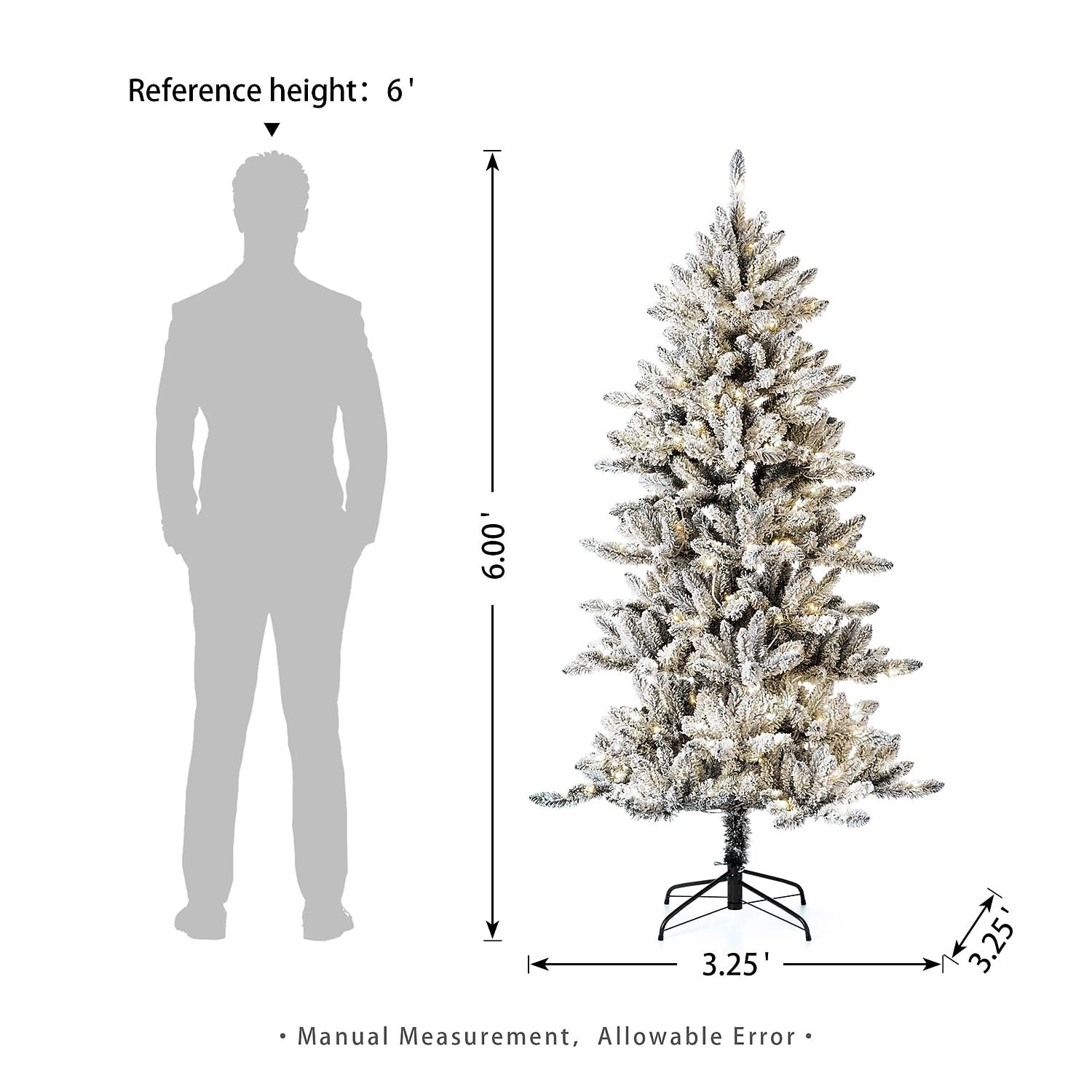Foto 4 pulgar | Árbol De Navidad Glitzhome, Abeto Delgado Flocado, Preiluminado, De 6 Pies Con 300 Luces - Venta Internacional.