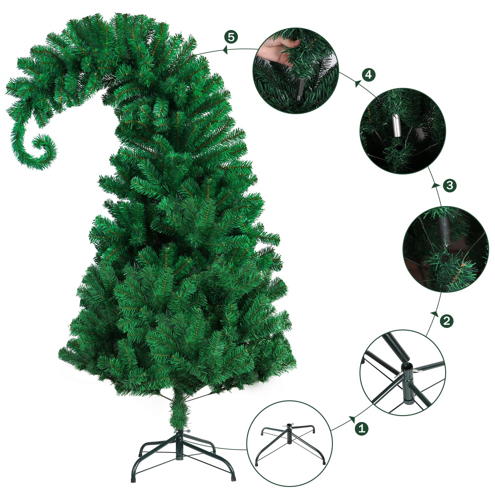 Foto 4 pulgar | Árbol De Navidad Ccinee De Pino De 1,5 M Con Soporte De Metal Para Papá Noel - Venta Internacional.
