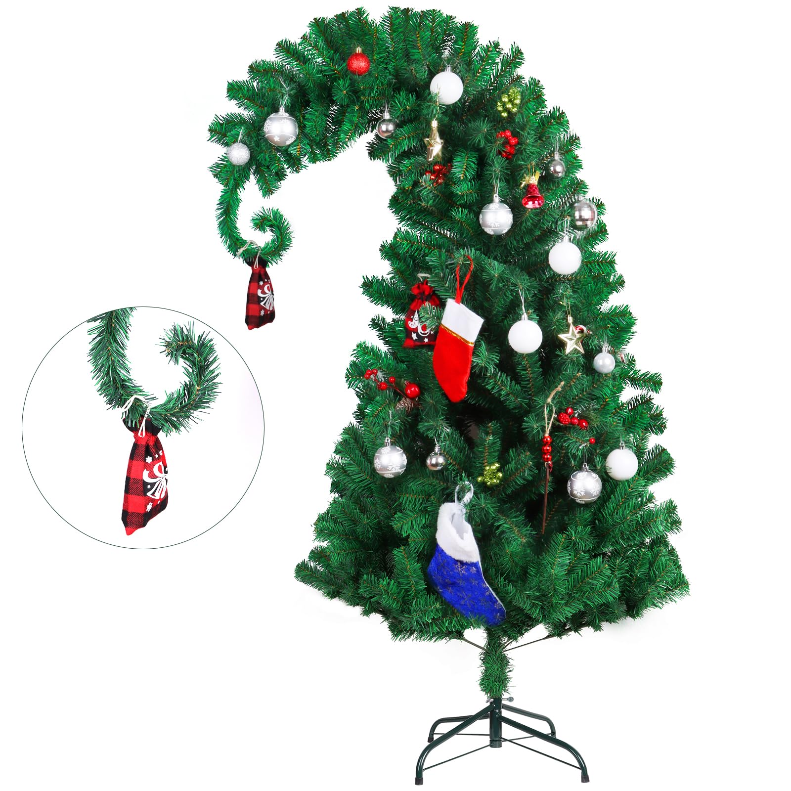 Foto 5 pulgar | Árbol De Navidad Ccinee De Pino De 1,5 M Con Soporte De Metal Para Papá Noel - Venta Internacional.