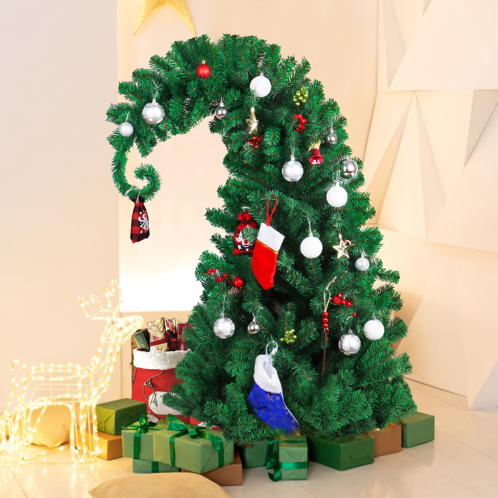 Foto 5 | Árbol De Navidad Ccinee De Pino De 1,5 M Con Soporte De Metal Para Papá Noel - Venta Internacional.