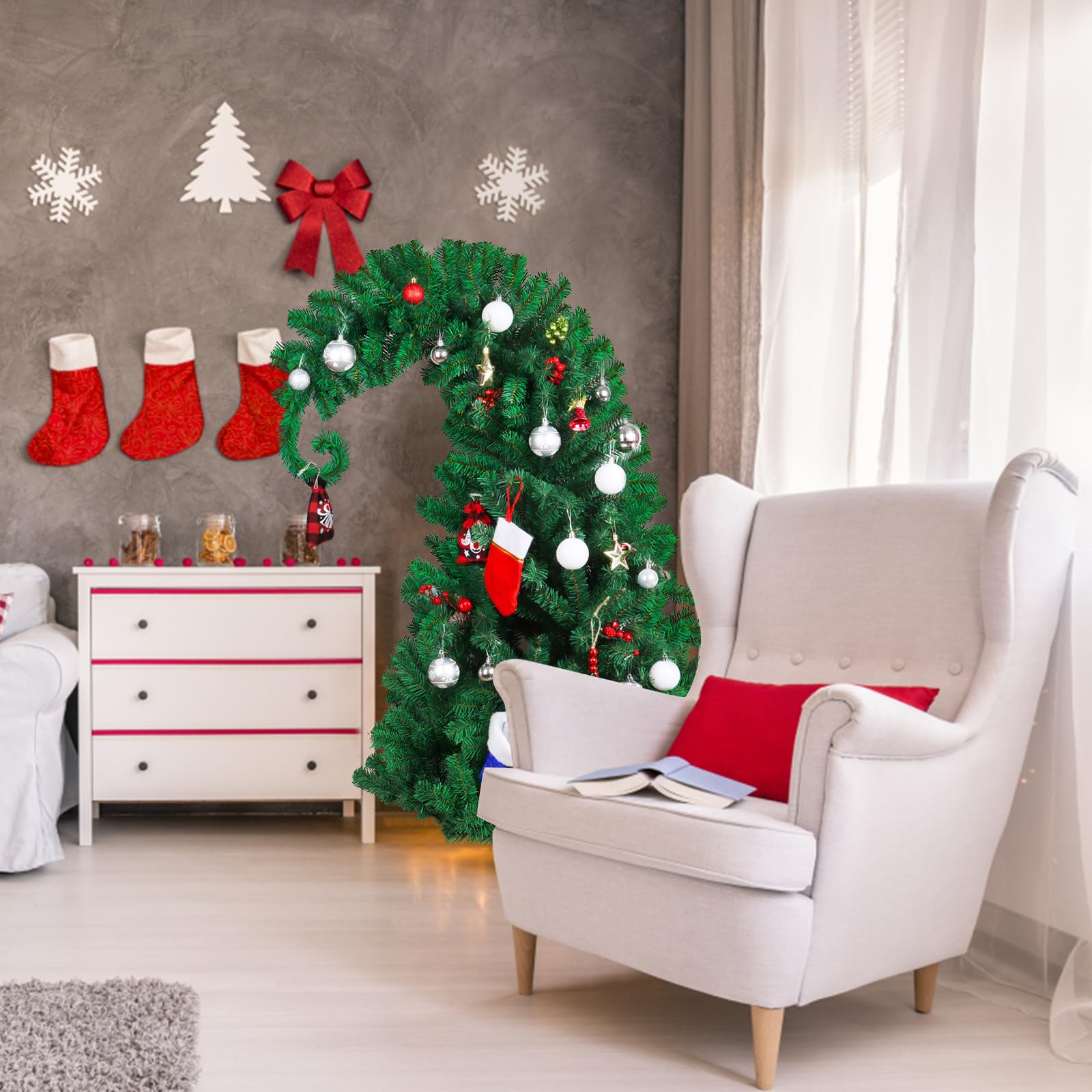 Foto 7 pulgar | Árbol De Navidad Ccinee De Pino De 1,5 M Con Soporte De Metal Para Papá Noel - Venta Internacional.