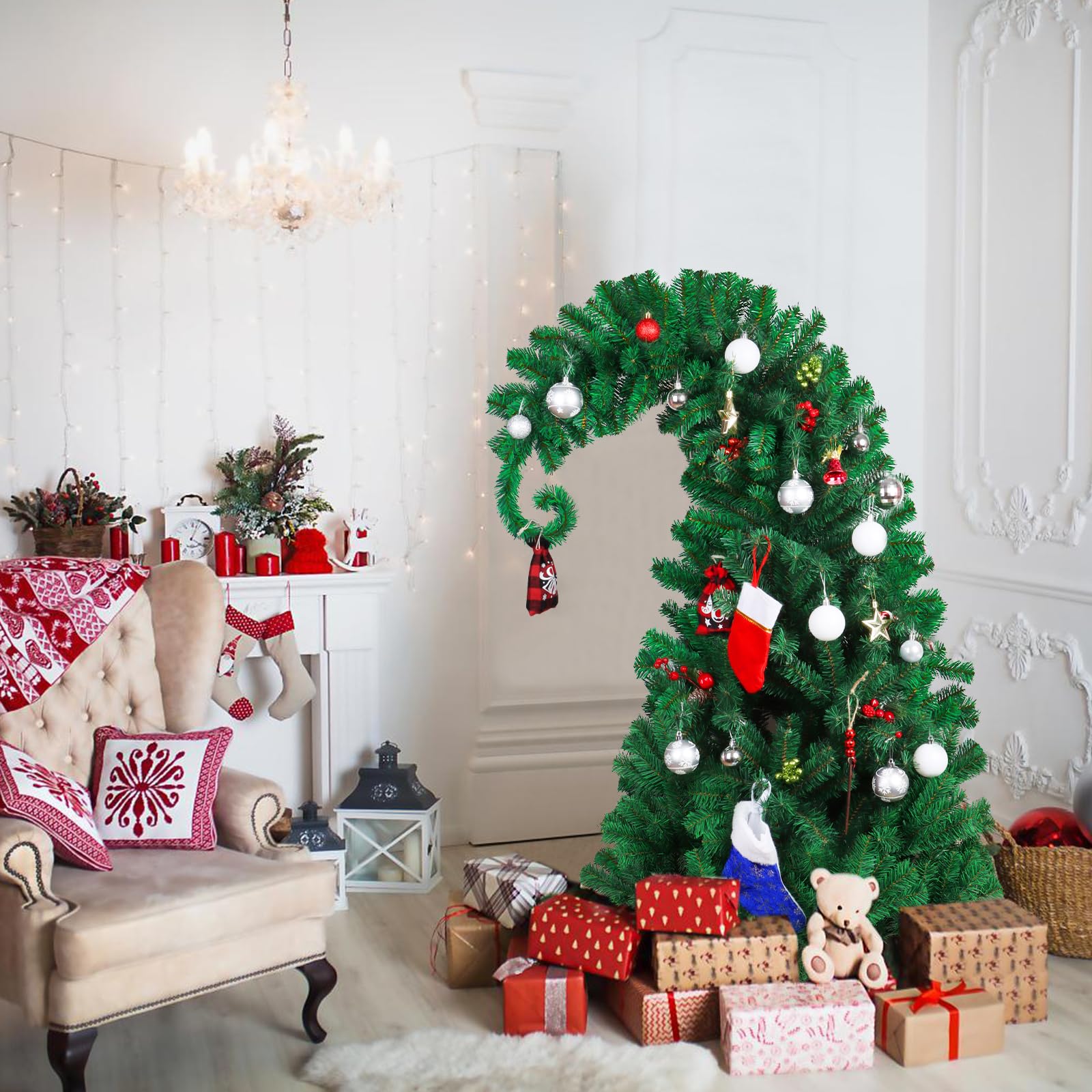 Foto 8 pulgar | Árbol De Navidad Ccinee De Pino De 1,5 M Con Soporte De Metal Para Papá Noel - Venta Internacional.