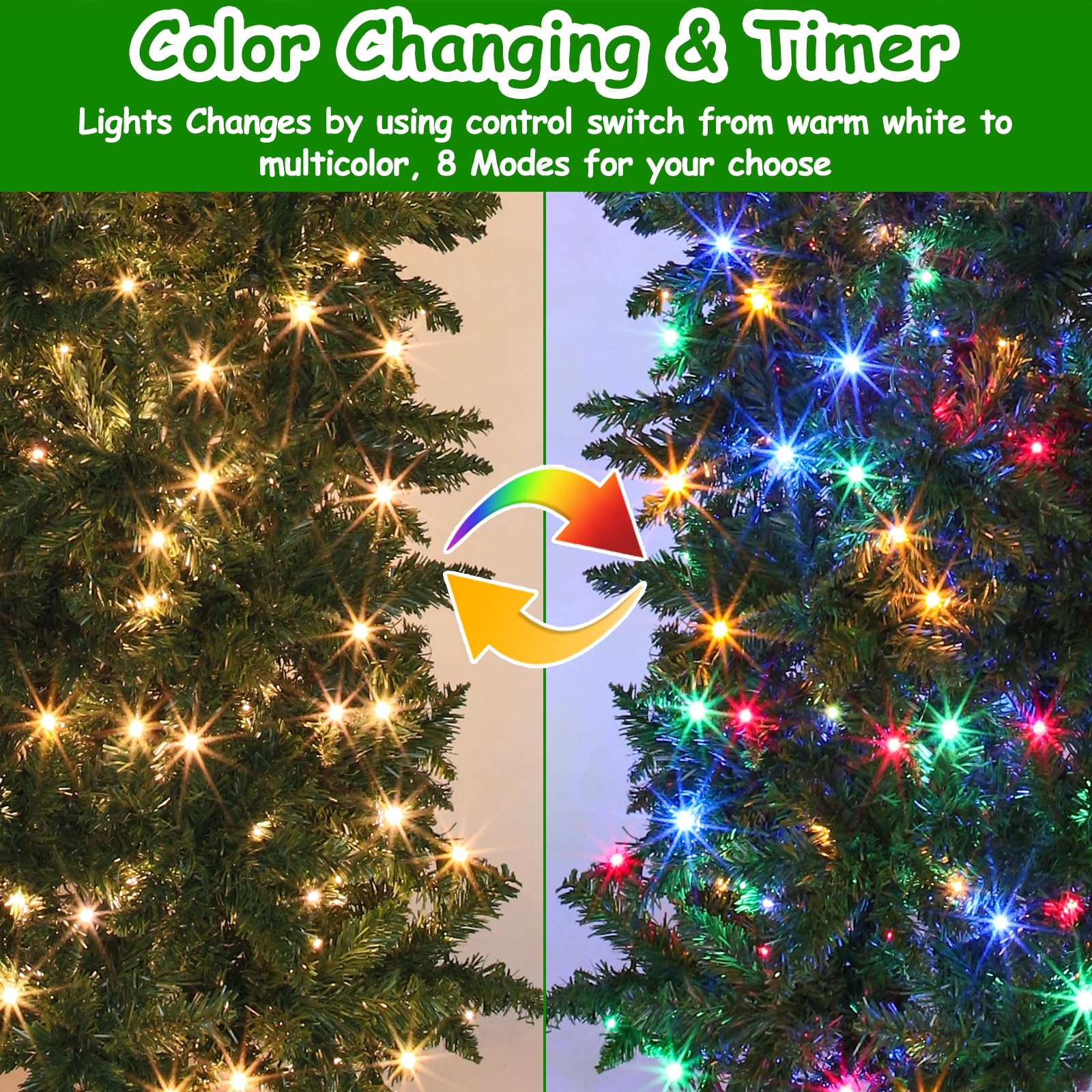 Foto 2 | Árbol De Navidad Turnmeon, Doble Cambio De Color Y Temporizador, 6 Pies, Preiluminado - Venta Internacional.