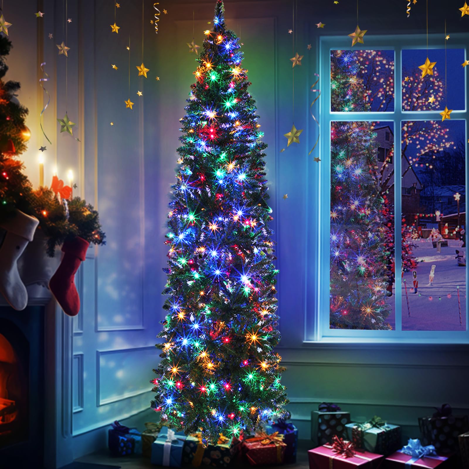 Foto 5 | Árbol De Navidad Turnmeon, Doble Cambio De Color Y Temporizador, 6 Pies, Preiluminado - Venta Internacional.