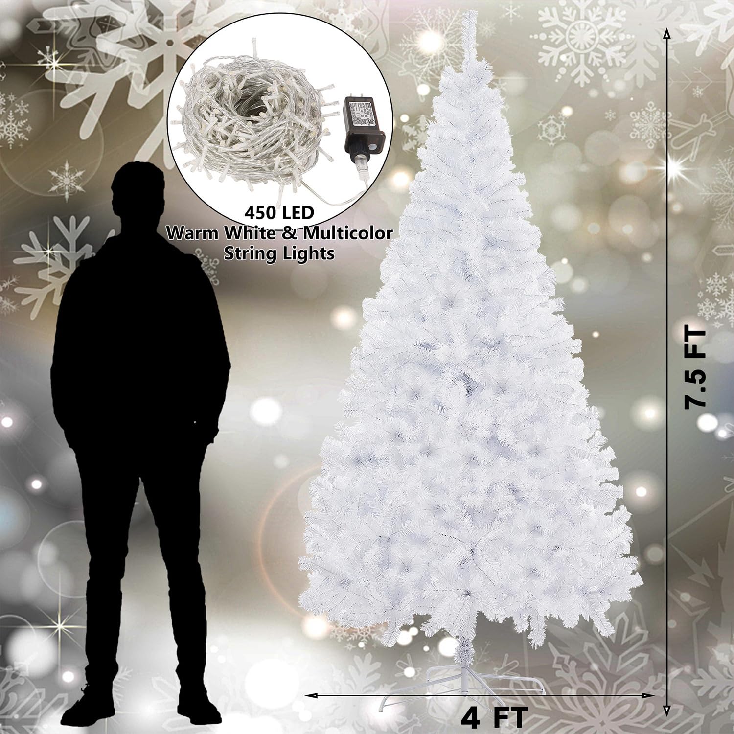 Foto 6 pulgar | Árbol De Navidad Artificial Juegoal De 7.5 Pies Con Control Remoto - Venta Internacional.