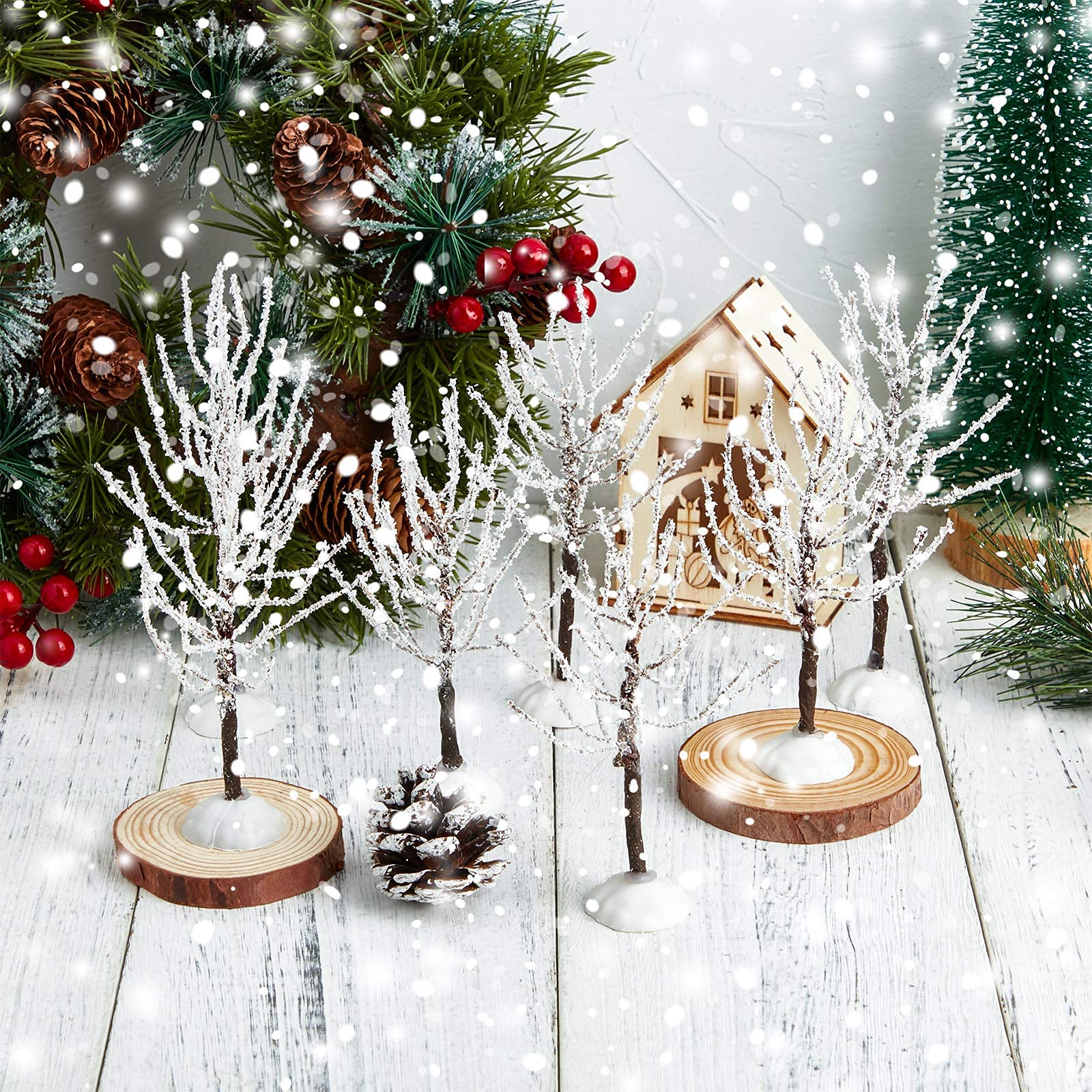 Foto 4 pulgar | Decoración Navideña Con Árboles Chuangdi Cubiertos De Nieve, 7 Piezas - Venta Internacional.