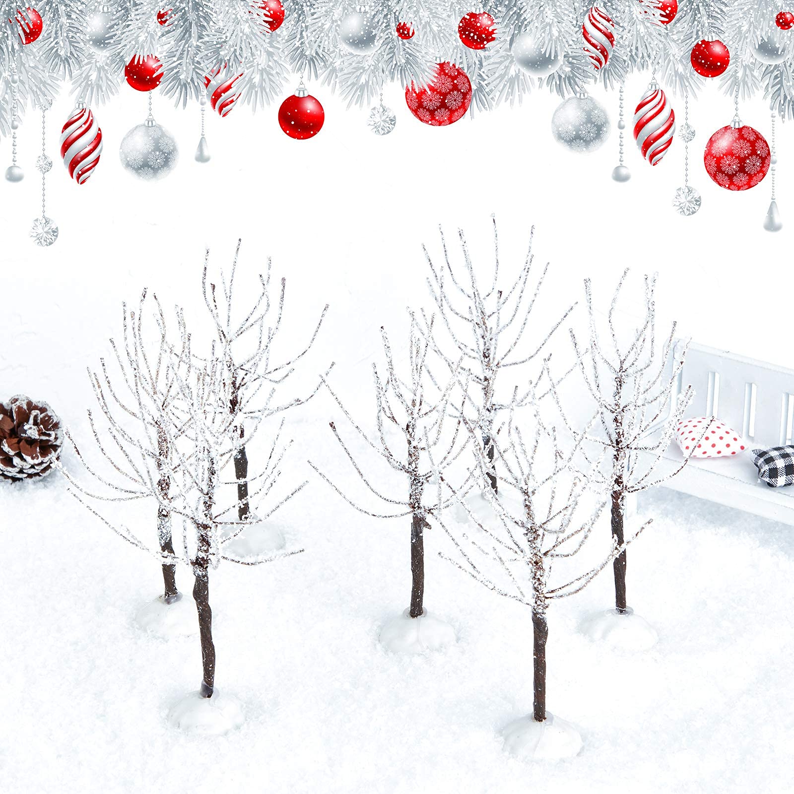 Foto 7 pulgar | Decoración Navideña Con Árboles Chuangdi Cubiertos De Nieve, 7 Piezas - Venta Internacional.