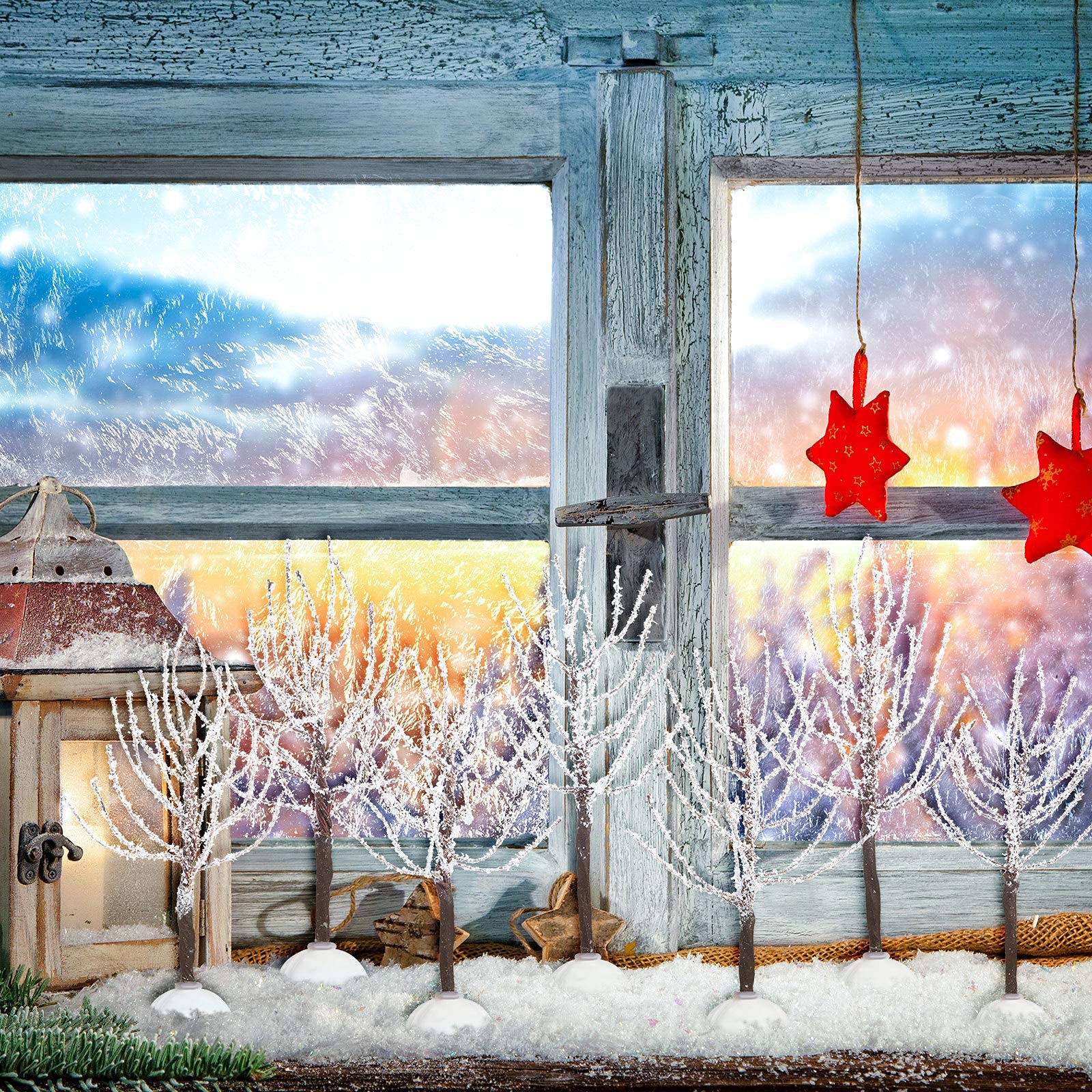 Foto 8 pulgar | Decoración Navideña Con Árboles Chuangdi Cubiertos De Nieve, 7 Piezas - Venta Internacional.
