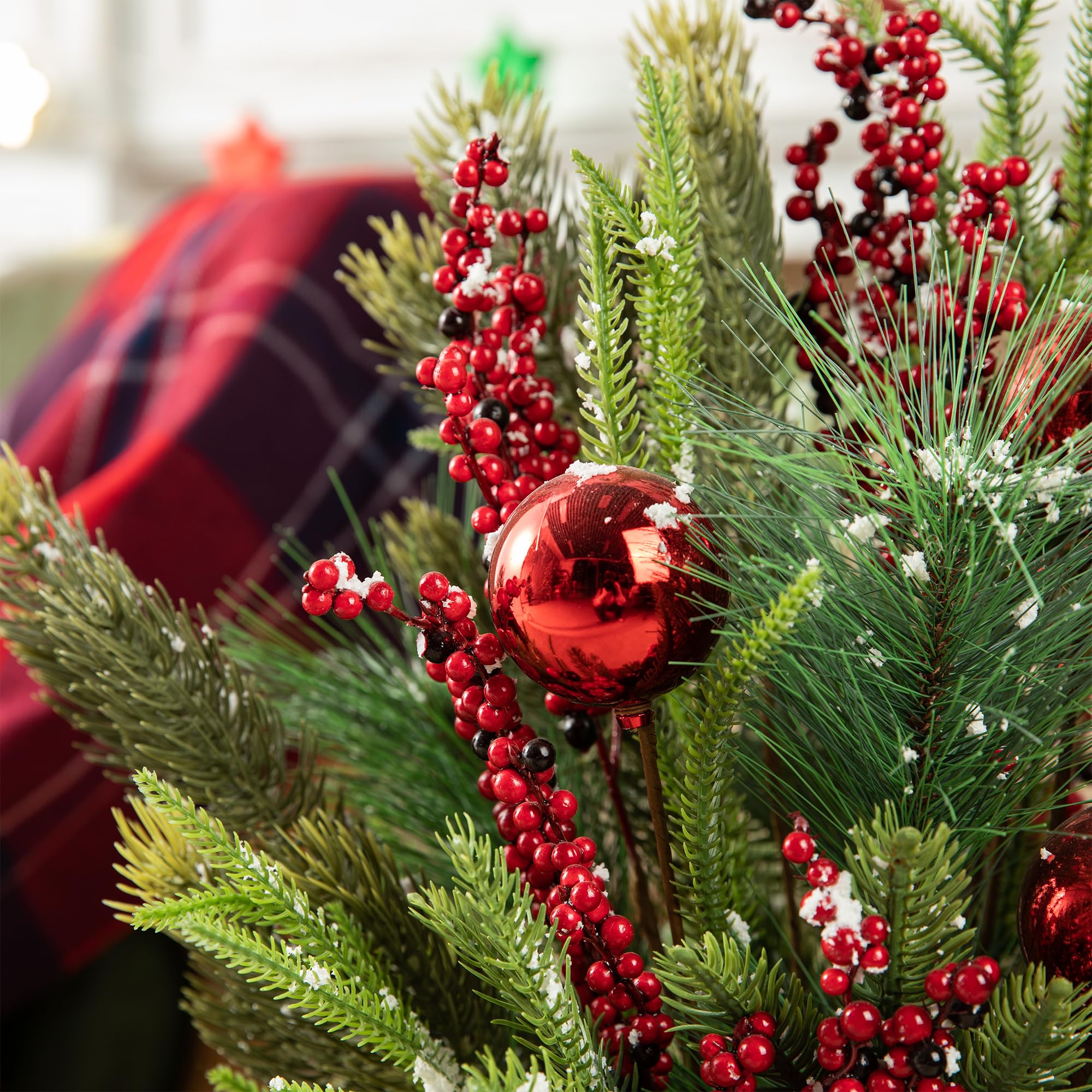 Foto 6 pulgar | Árbol De Pórtico De Navidad Glitzhome En Maceta De 35 Pulgadas Con Jarrón Rojo Y Cinta - Venta Internacional.