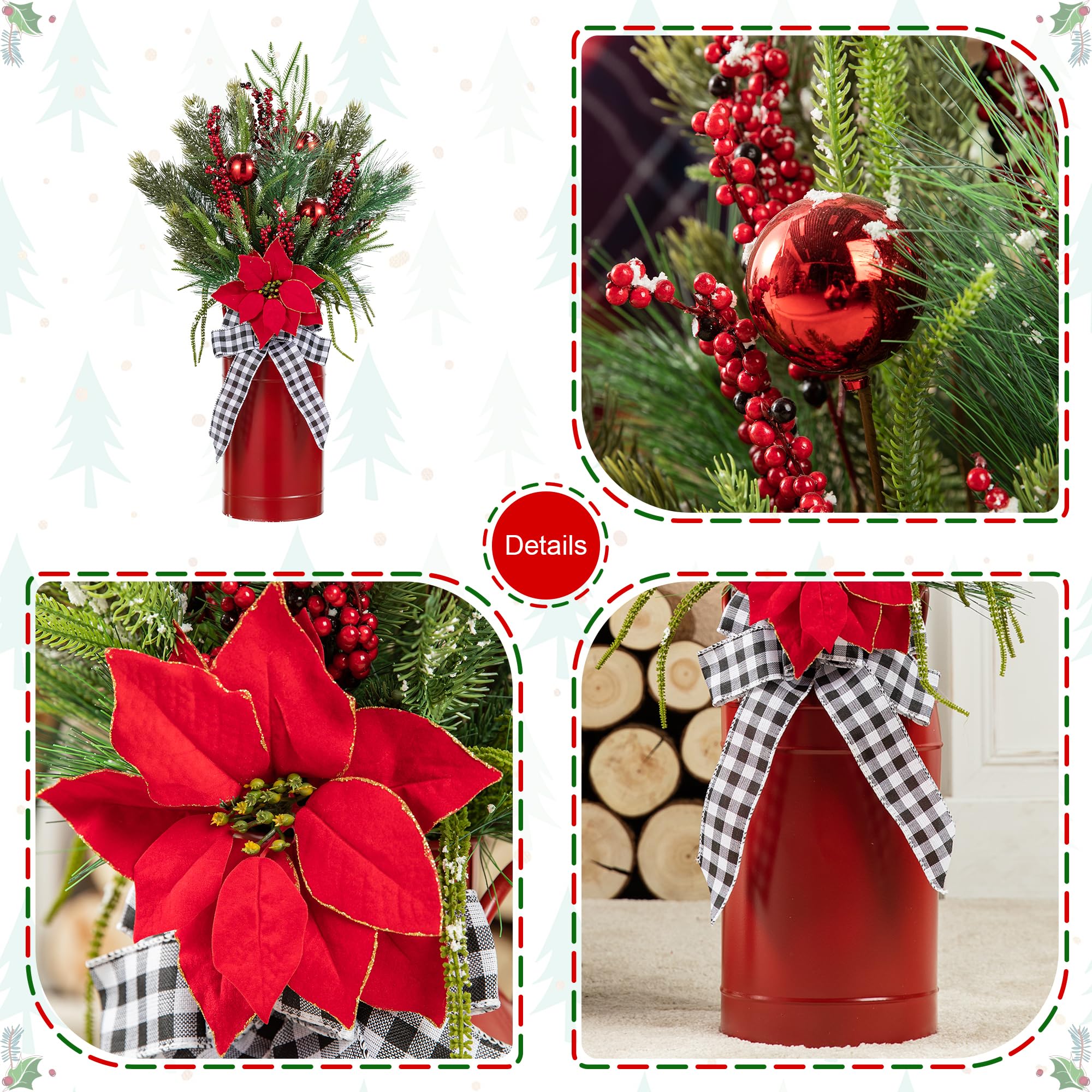 Foto 8 pulgar | Árbol De Pórtico De Navidad Glitzhome En Maceta De 35 Pulgadas Con Jarrón Rojo Y Cinta - Venta Internacional.