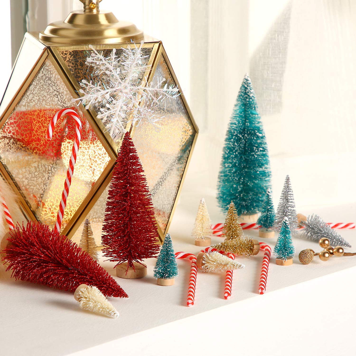 Foto 7 pulgar | Miniárbol De Navidad Artificial Satinior Sisal Snow, 60 Unidades - Venta Internacional.