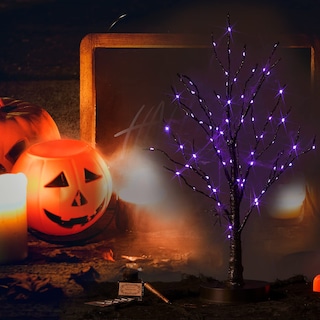 Foto 2 | Halloween Tree Fudios Iluminado Con Temporizador, 80 Luces Led Moradas - Venta Internacional.