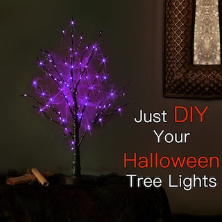 Foto 3 | Halloween Tree Fudios Iluminado Con Temporizador, 80 Luces Led Moradas - Venta Internacional.