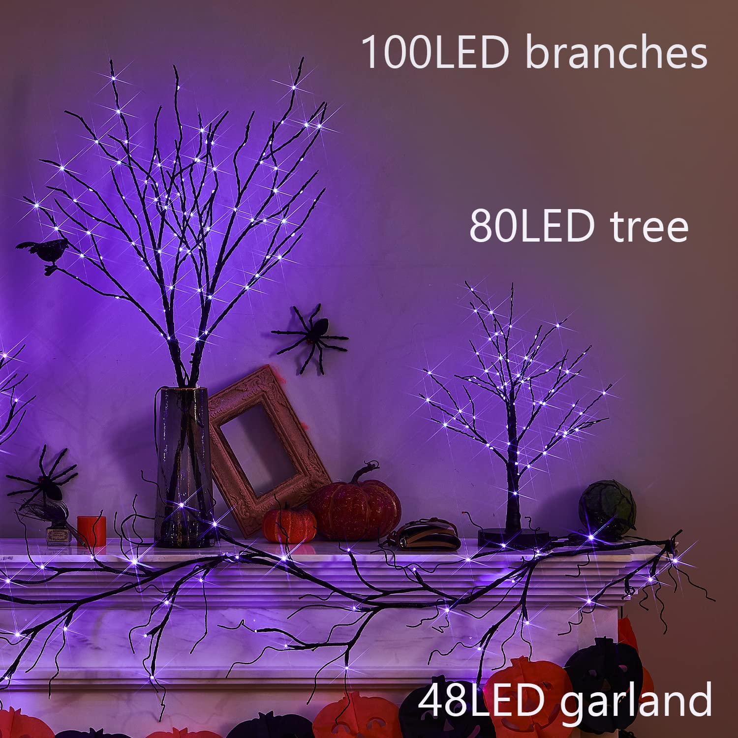 Foto 6 pulgar | Halloween Tree Fudios Iluminado Con Temporizador, 80 Luces Led Moradas - Venta Internacional.