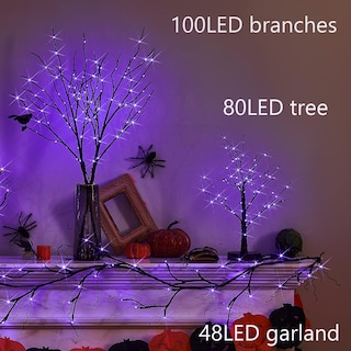 Foto 5 | Halloween Tree Fudios Iluminado Con Temporizador, 80 Luces Led Moradas - Venta Internacional.
